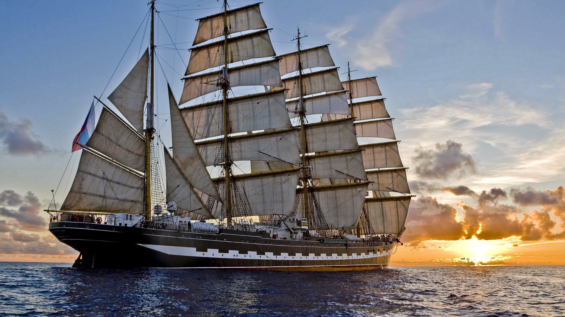 Windjammer: Kruzenshtern, The four-masted barque, Ex “Padua”, Built in 1926 in Germany. 1920x1080 Full HD Background.