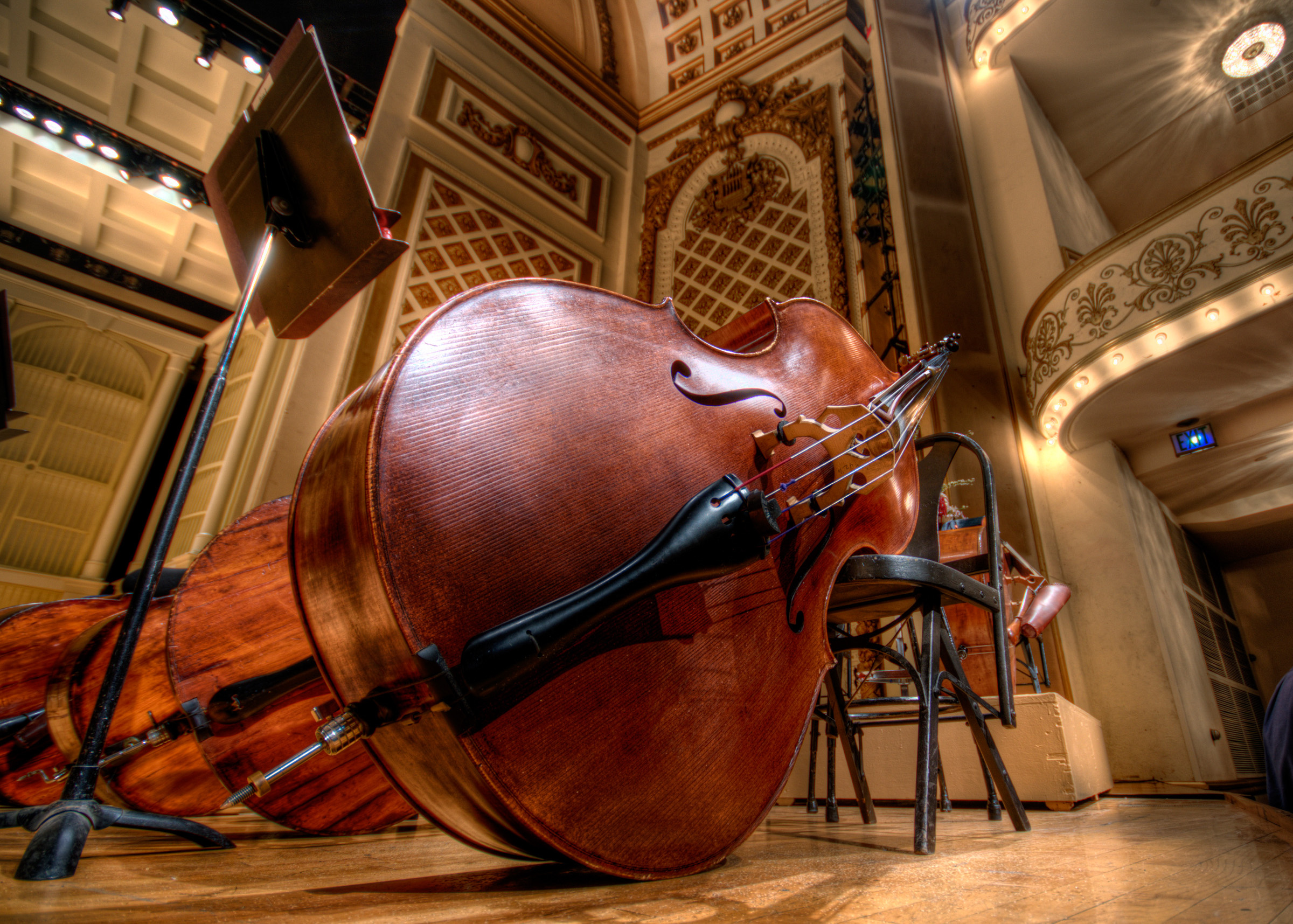 Double Bass: Bowed String Instruments, Prepared For The Concert, Close View On The Tailpiece. 2400x1720 HD Wallpaper.