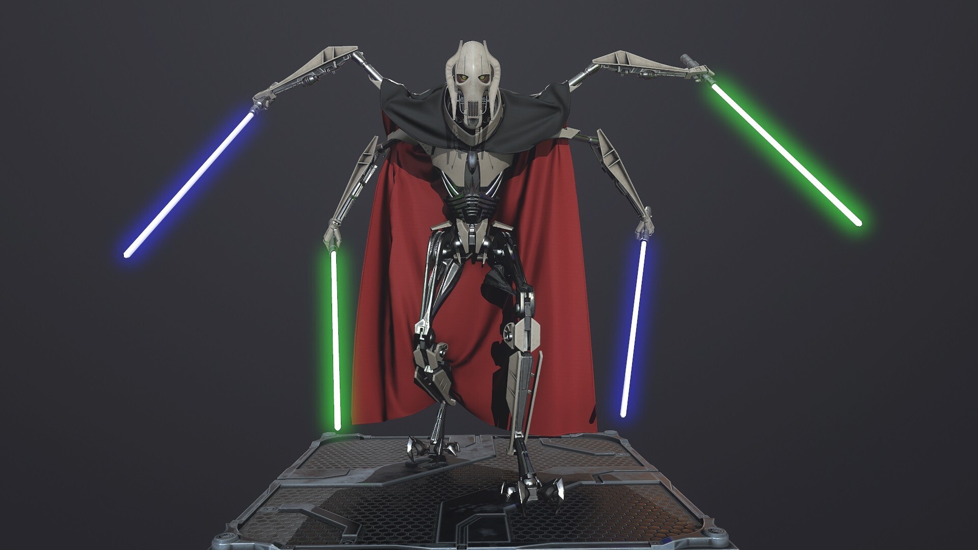 General Grievous: The famous Jedi hunting cyborg, The title of Supreme Martial Commander of the Separatist Droid Armies. 1920x1080 Full HD Wallpaper.