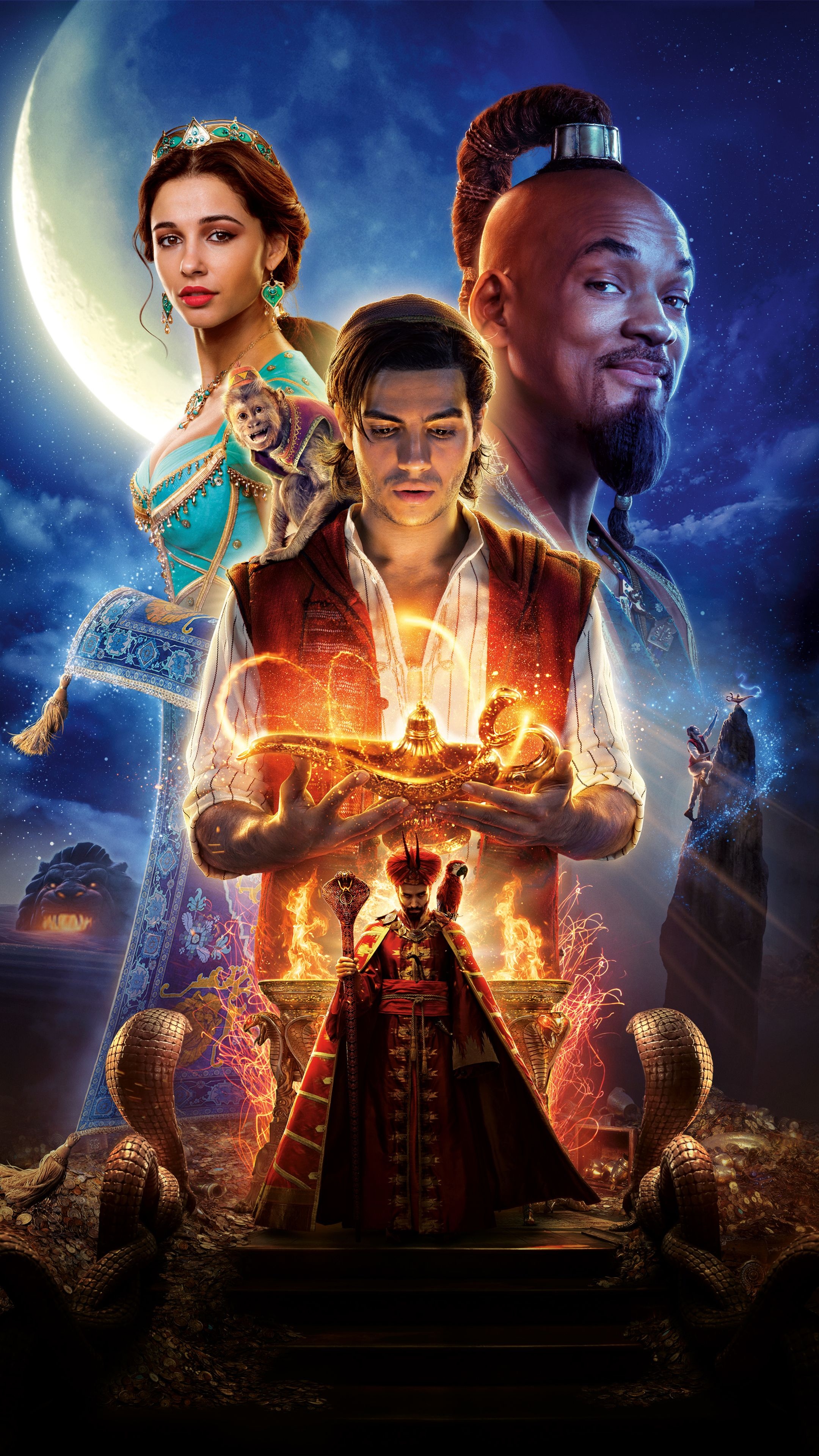 Disney Animation, Aladdin movie poster, 8K resolution, Disney films, 2160x3840 4K Phone