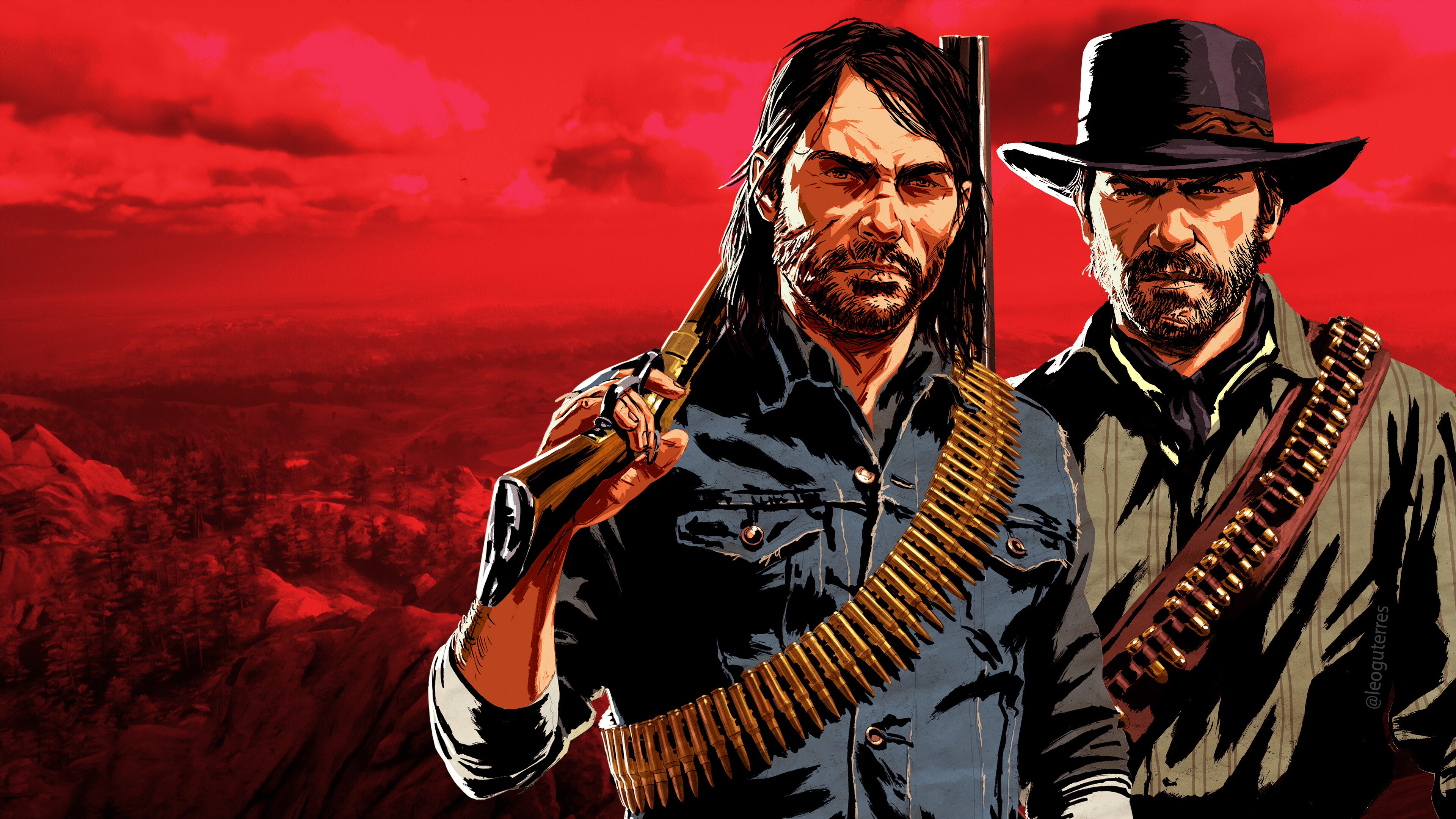 Red Dead Redemption: Games, Arthur Morgan, John Marston, Protagonists. 3840x2160 4K Background.