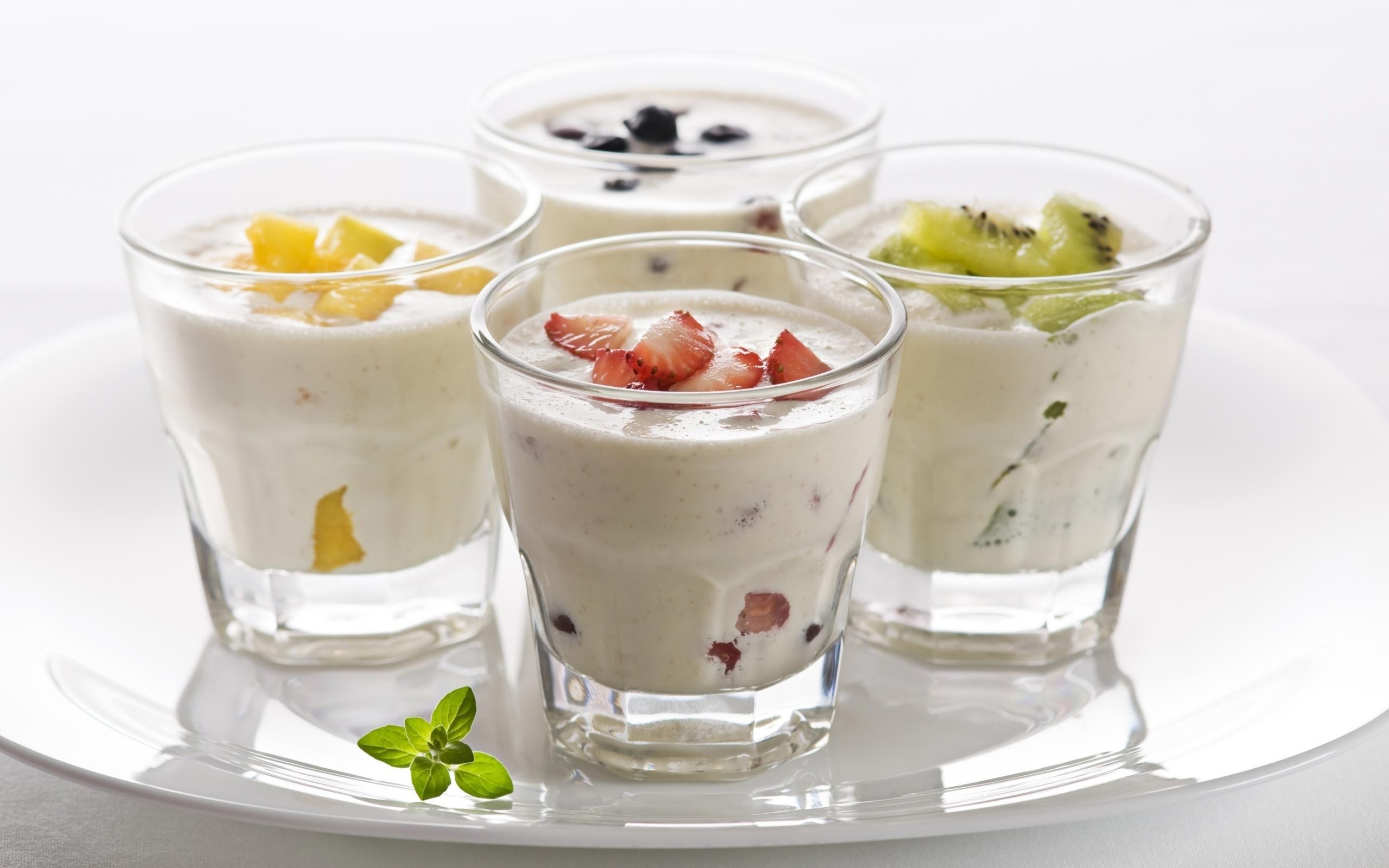 Yoghurt: A fermented milk product, Food, Fruit. 2560x1600 HD Background.