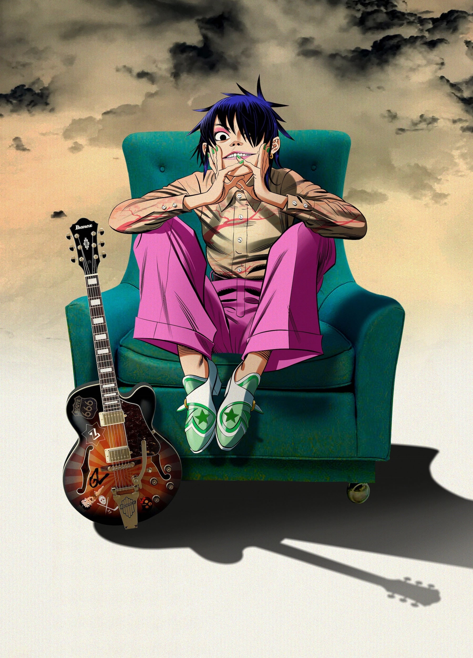 Noodle (Gorillaz): The member of the British virtual band, Created by Damon Albarn and Jamie Hewlett. 1800x2510 HD Background.