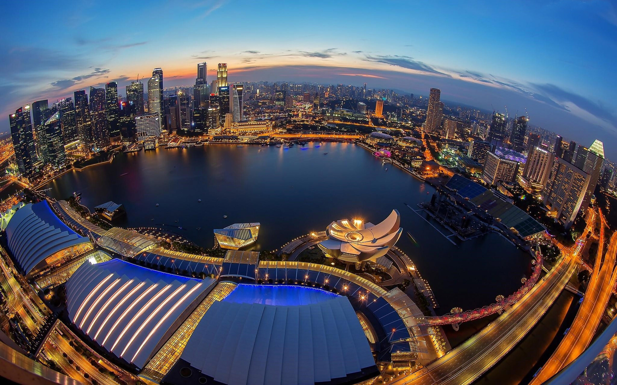 Singapore: Known as the Lion City, Skyline, Central Business District. 2560x1600 HD Background.