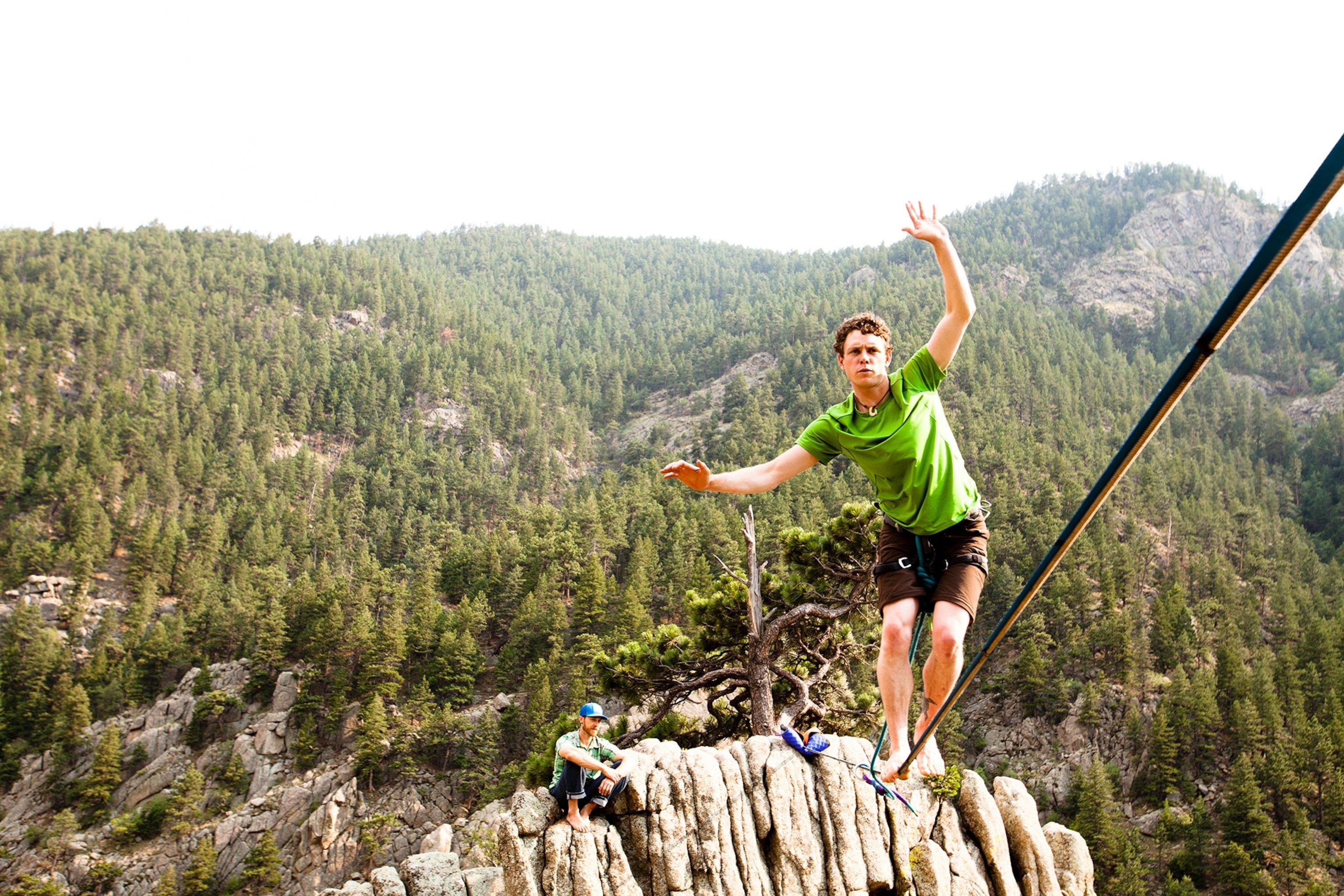 Slacklining: Canyons to slackline in the United States, Balance, Coordination. 3080x2050 HD Background.