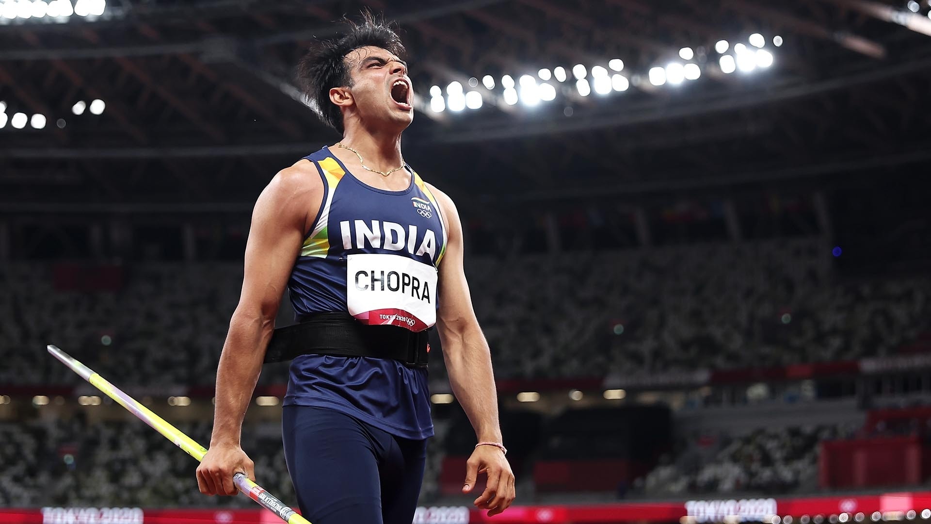Javelin Throw: Team India, Tokyo 2020 Summer Olympics, Neeraj Chopra, An athletics contest. 1920x1080 Full HD Background.