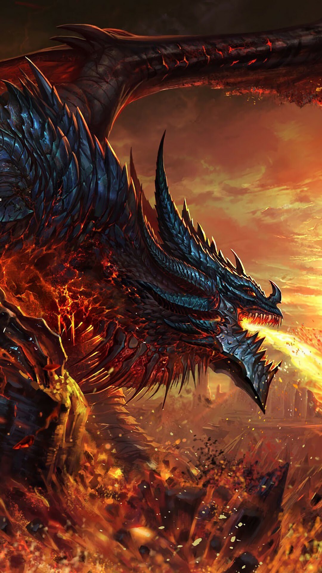 Dragon: A creature of medieval legends and fantasy epics. 1080x1920 Full HD Wallpaper.