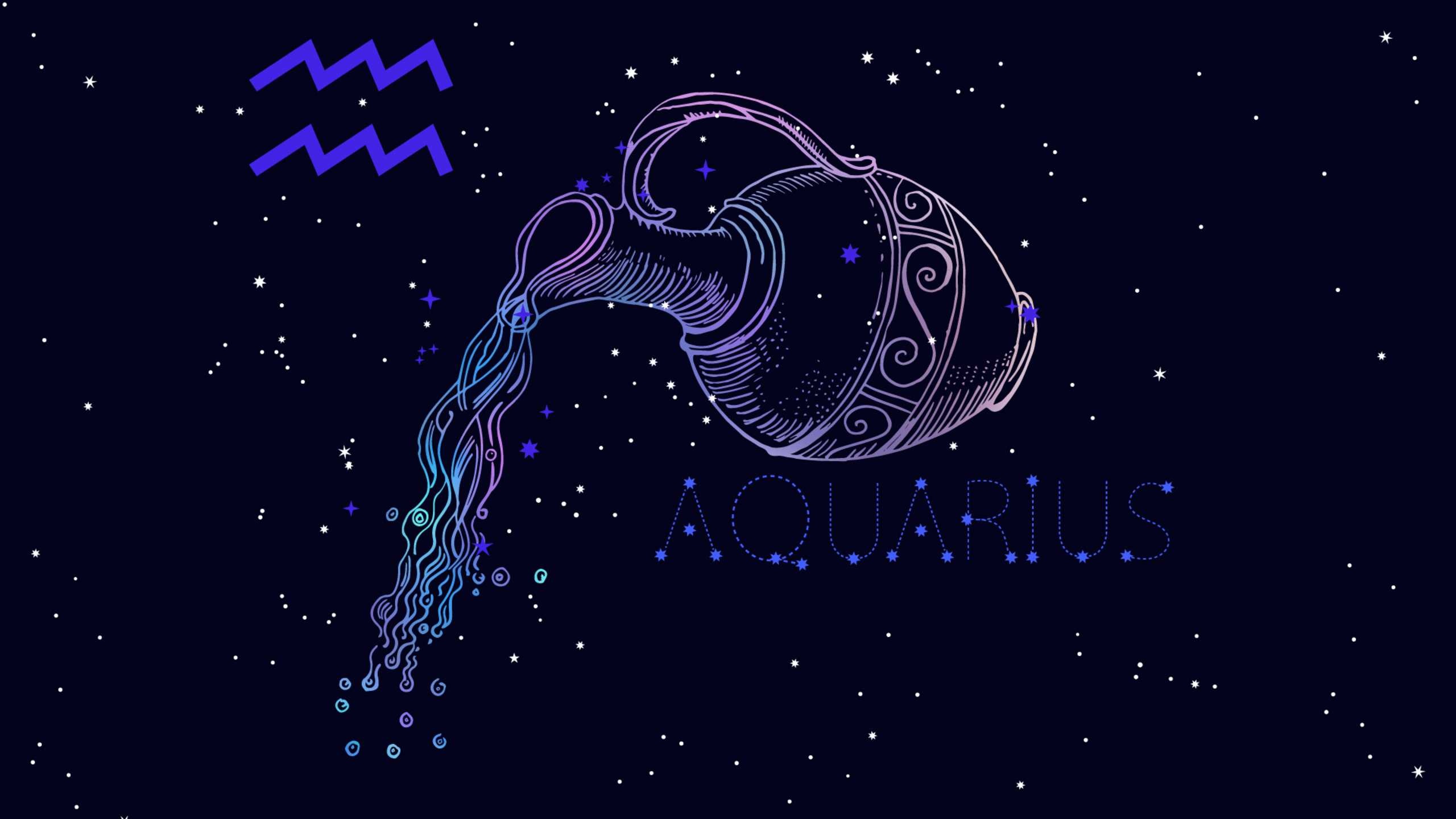 Aquarius backgrounds, Creative representations, Zodiac aesthetics, 2560x1440 HD Desktop