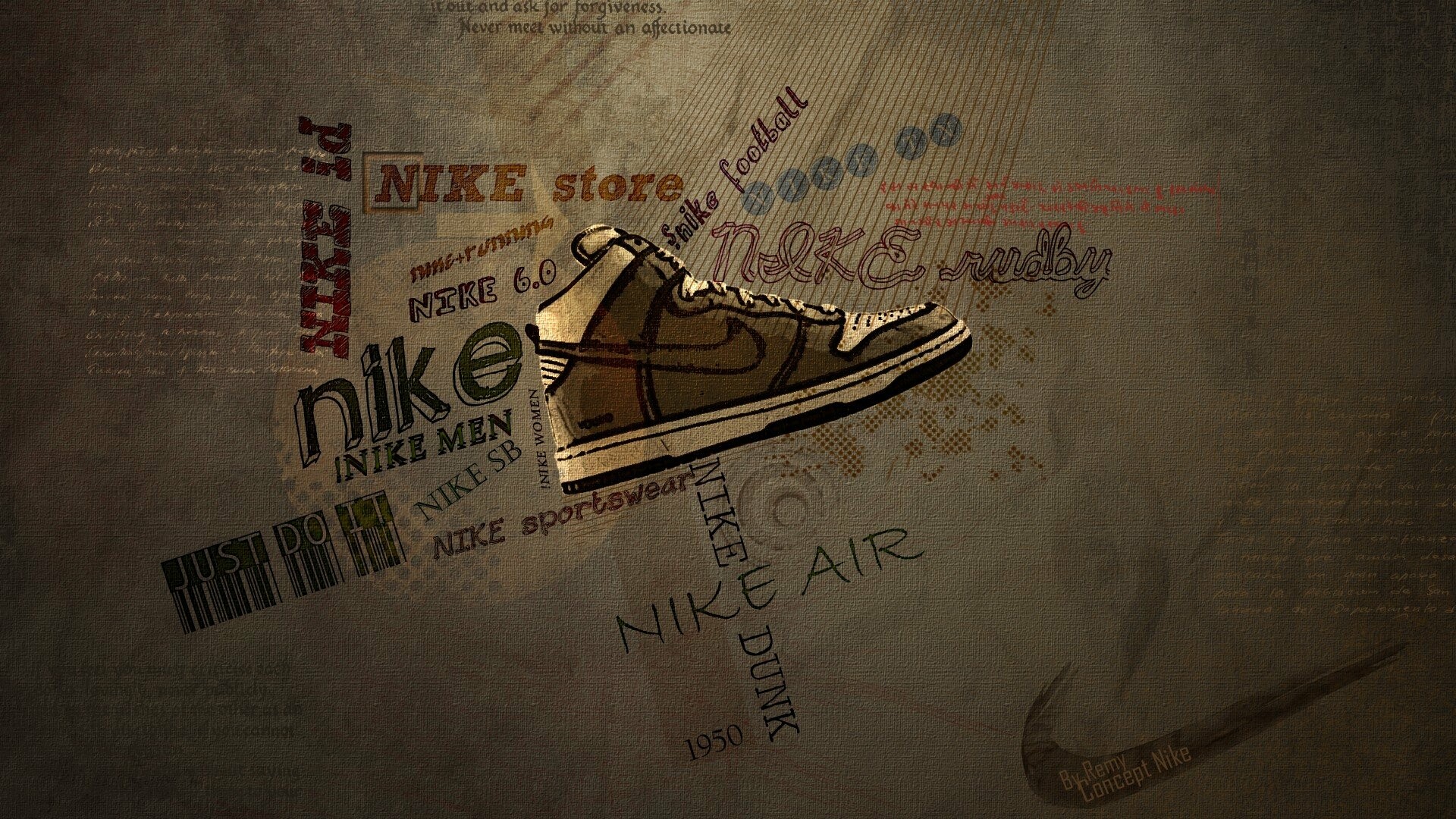Nike: The world's leading innovator in athletic footwear, apparel, equipment and accessories. 1920x1080 Full HD Background.