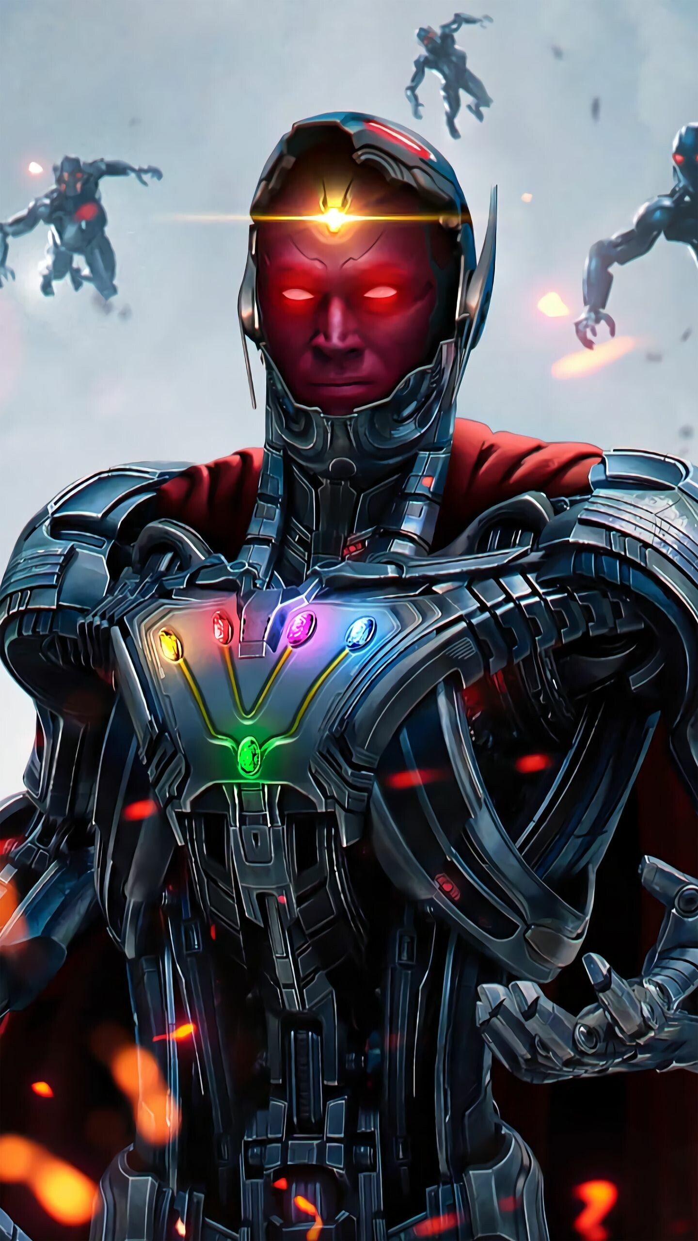 Marvel Villain: Ultron, Made his debut as an unnamed character in The Avengers #54. 1440x2560 HD Background.