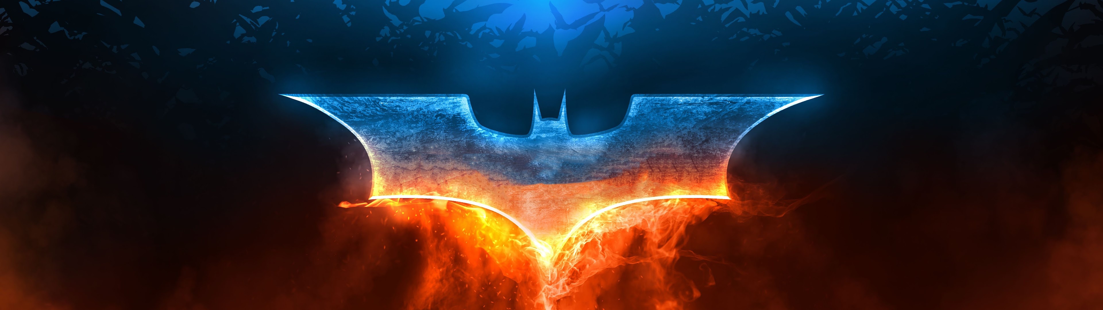 Batman Sign, Iconic emblem, Gotham City, Dark Knight, 3840x1080 Dual Screen Desktop
