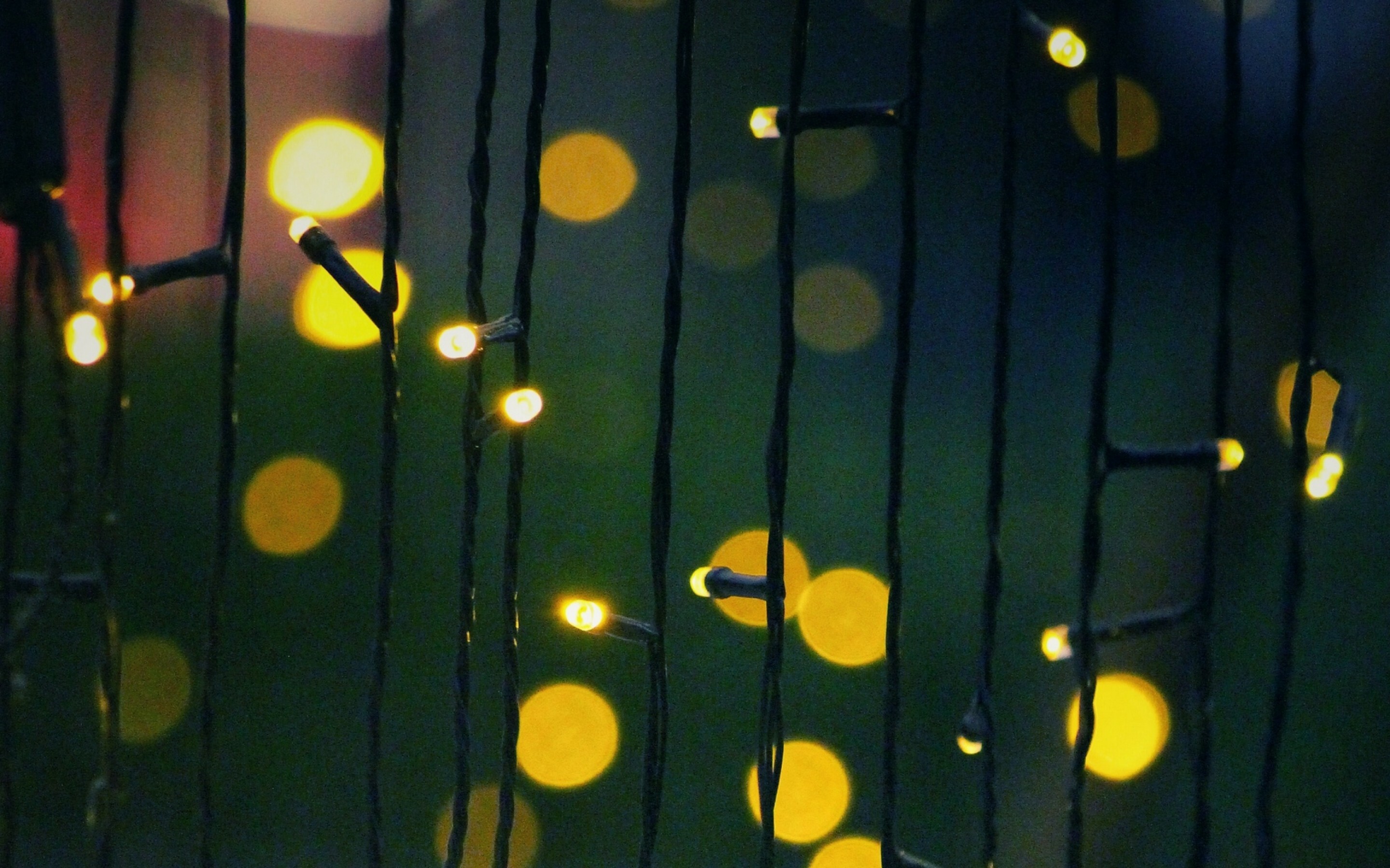 Garland: Light bulbs, Often used for decoration in celebration of Christmas or New Year. 2880x1800 HD Wallpaper.