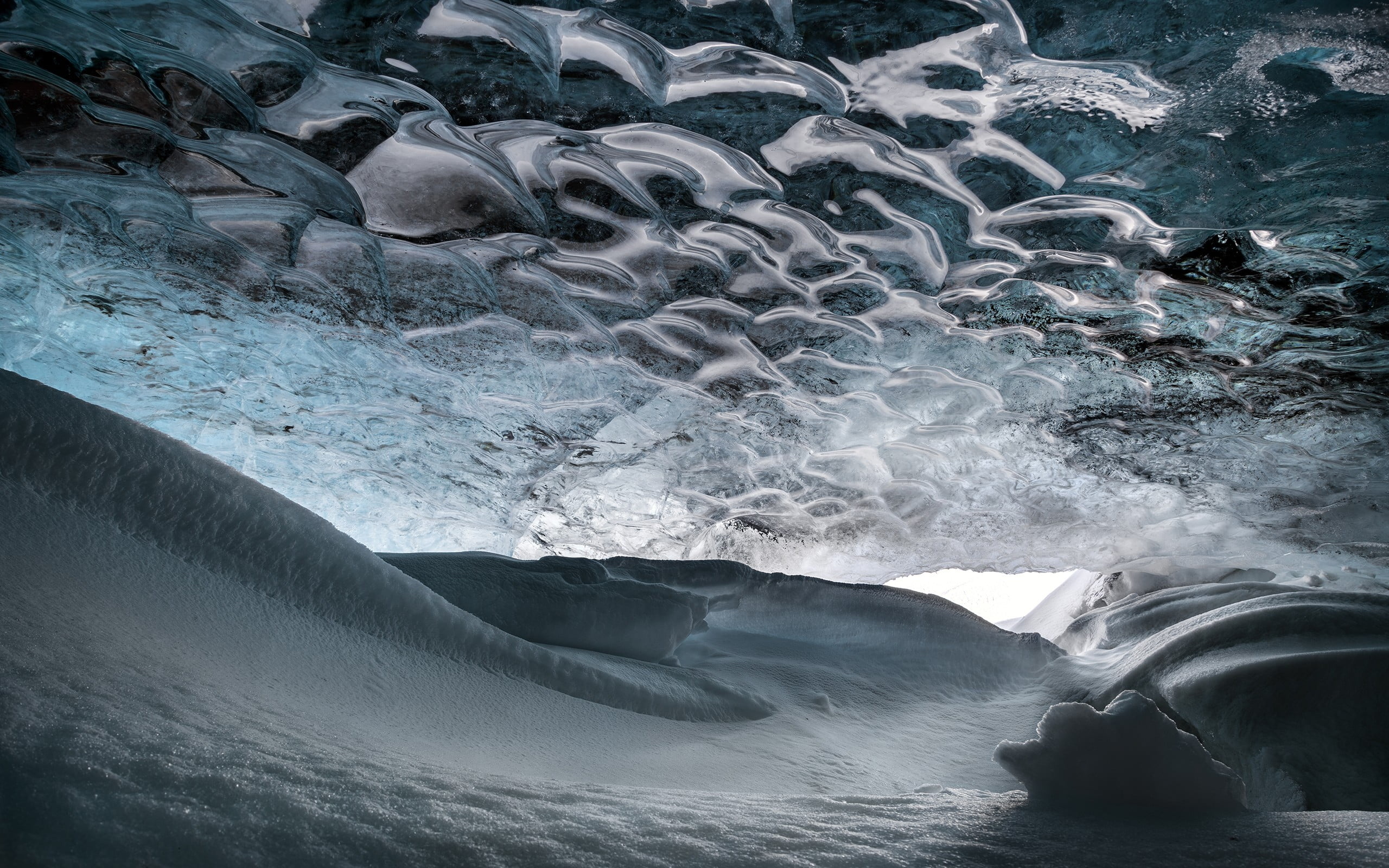Mysterious ice caves, Breathtaking gray illustration, Frozen beauty, Nature's hidden secret, 2560x1600 HD Desktop