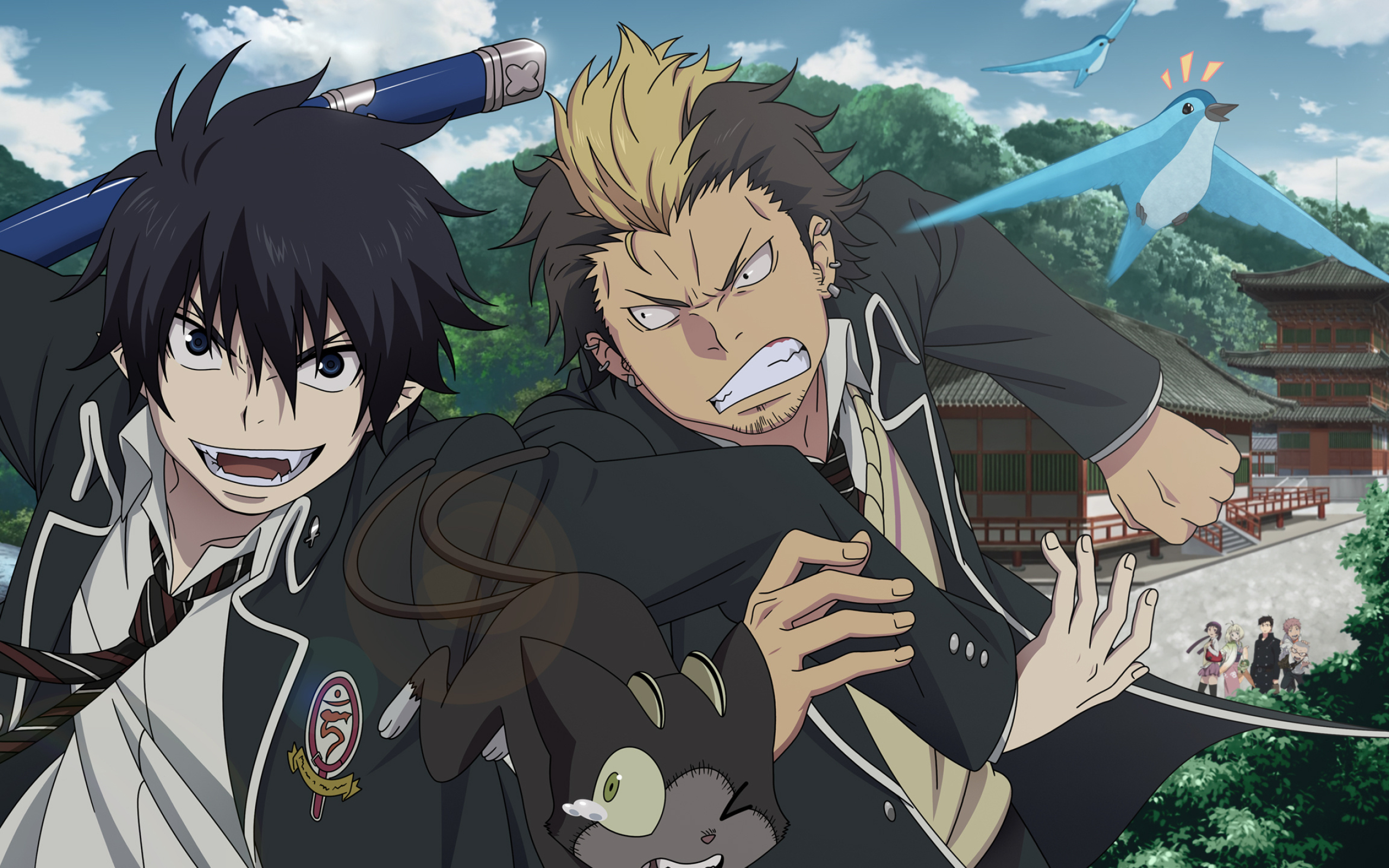 Blue Exorcist: An anime series about a teen boy who finds out he's the son of the devil. 2560x1600 HD Wallpaper.