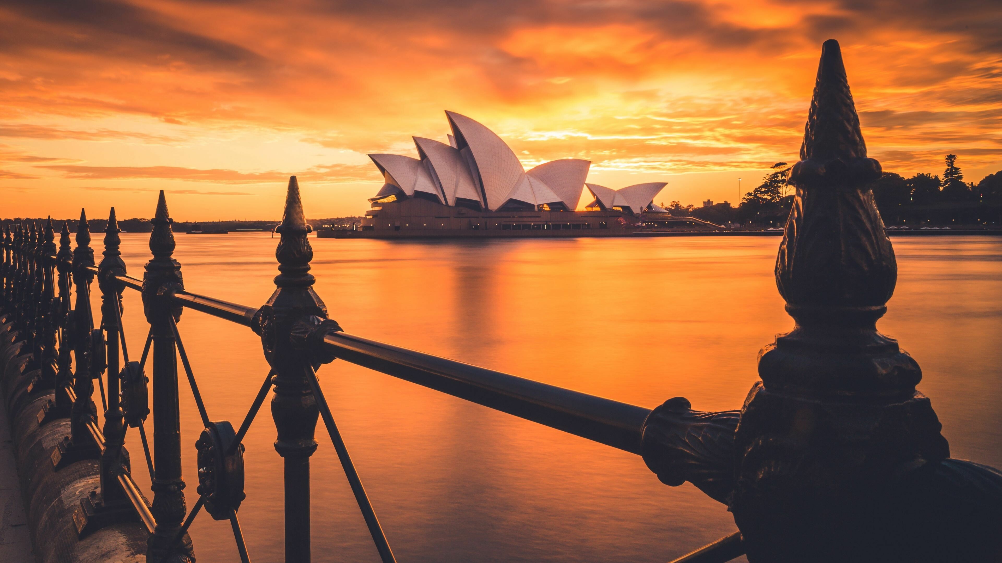 Australia: Sydney skyline, Opera House, Iconic buildings. 3840x2160 4K Wallpaper.