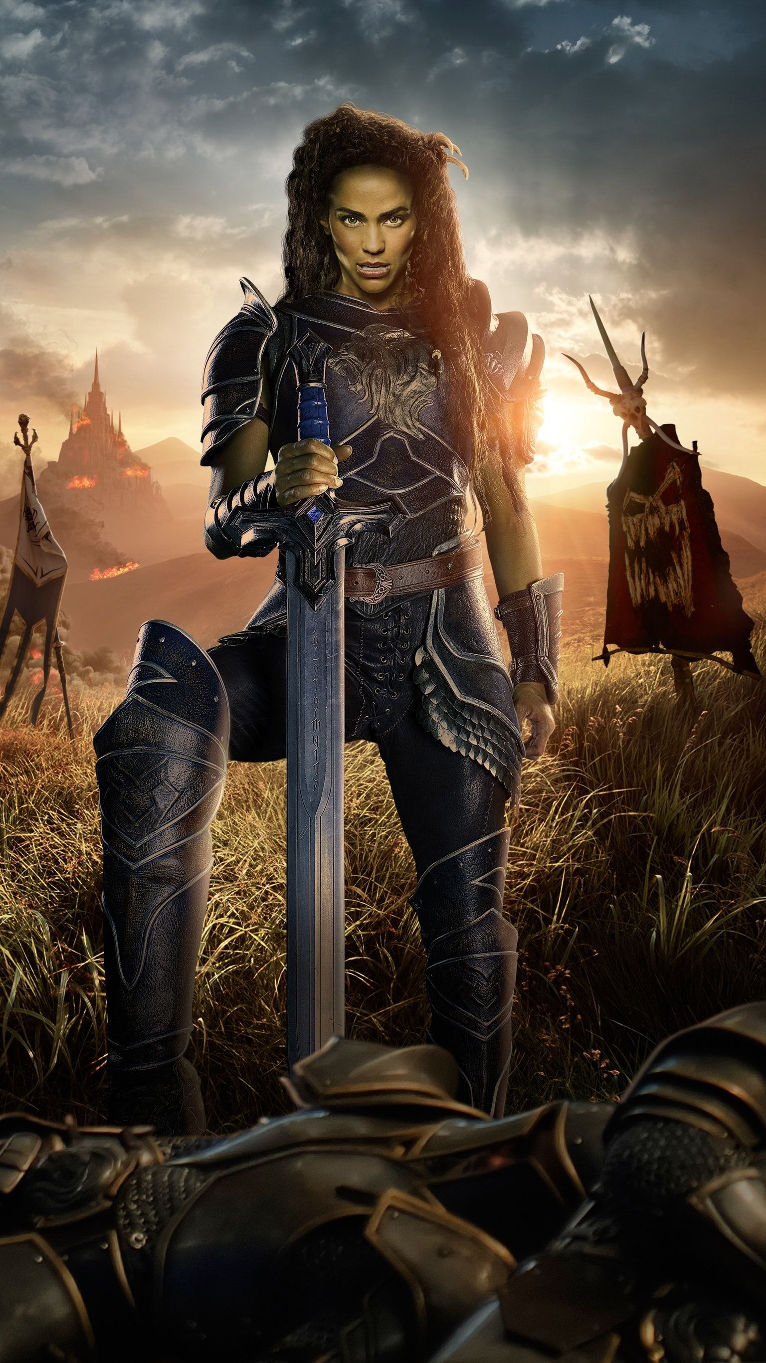 Warcraft (Movie): Paula Patton as Garona, a strong-willed half-orc. 1540x2740 HD Wallpaper.