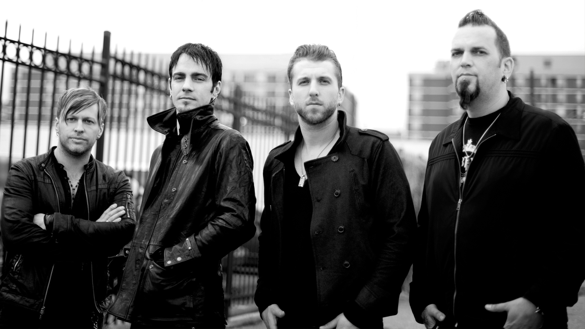 Three Days Grace: Nominated for the 2016 Juno Award for Group of the Year, Black and white. 1920x1080 Full HD Wallpaper.