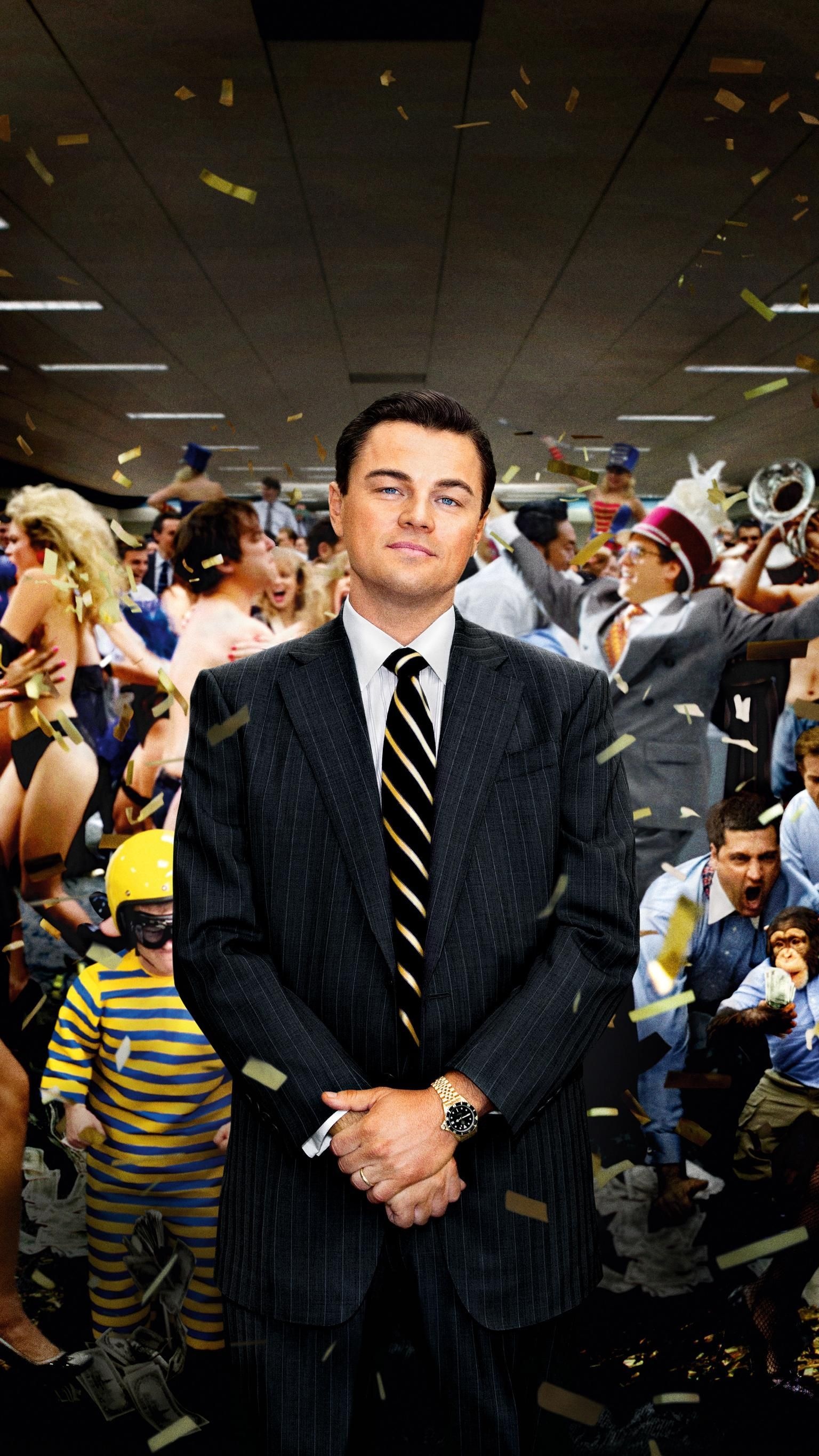 The Wolf of Wall Street: A risk-taking stockbroker Jordan Belfort, 2013 movie. 1540x2740 HD Background.