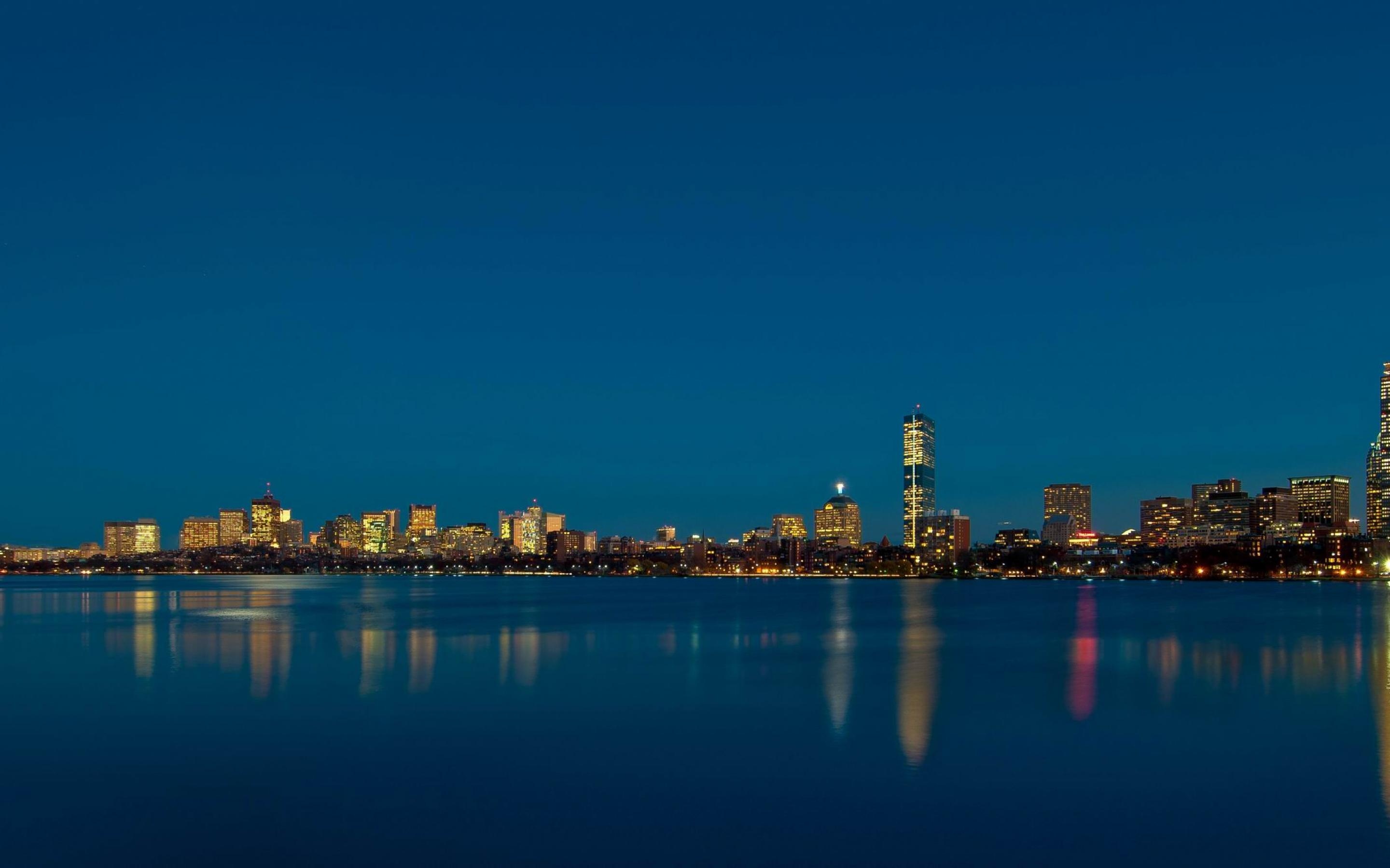 Massachusetts Travels, Boston skyline, City lights, Nightscapes, 2880x1800 HD Desktop
