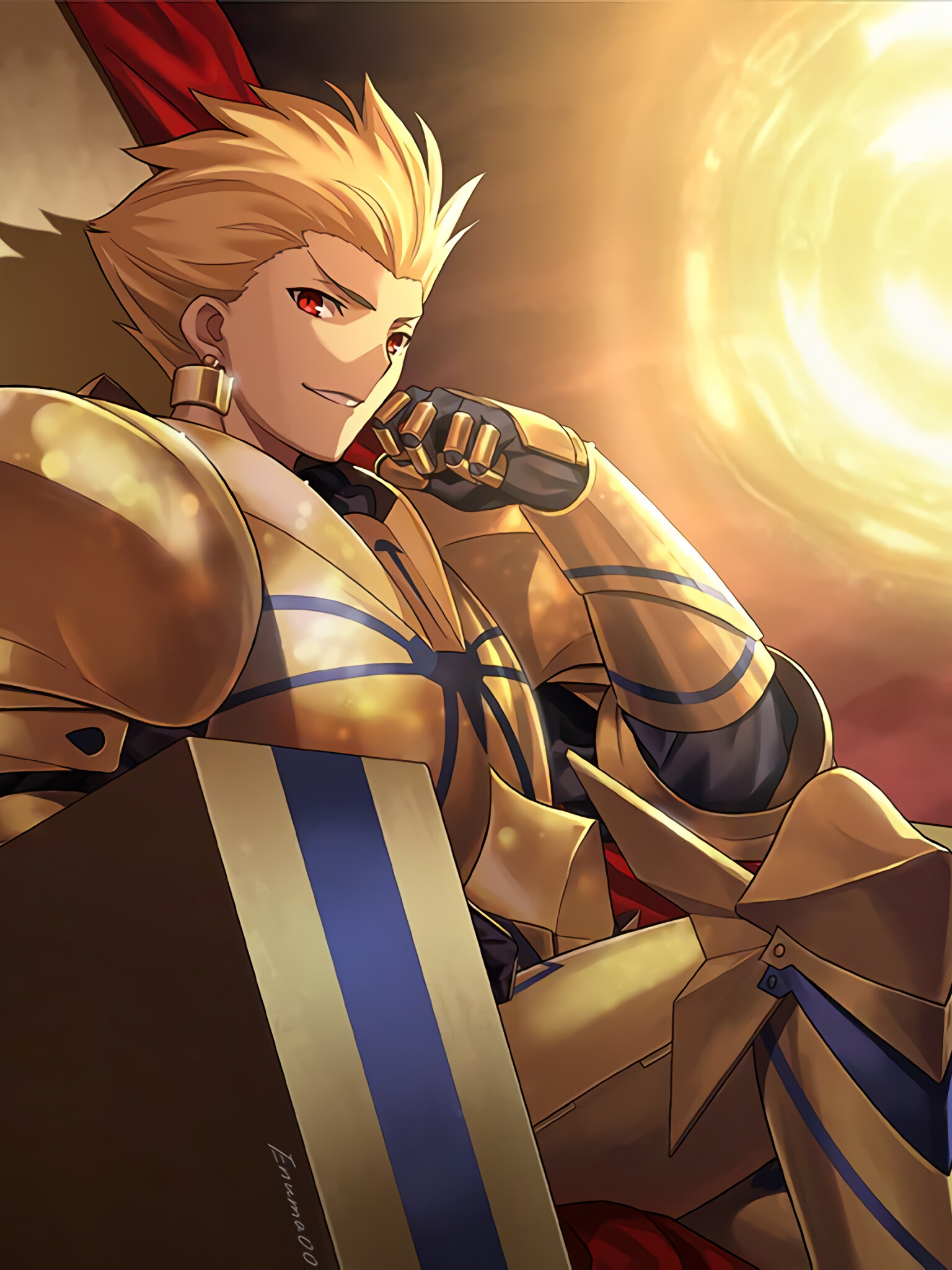 Gilgamesh (Fate/Zero): The leader, A simple style of ruling, acquiring worthy treasures and guarding them, Fictional character. 1540x2050 HD Background.
