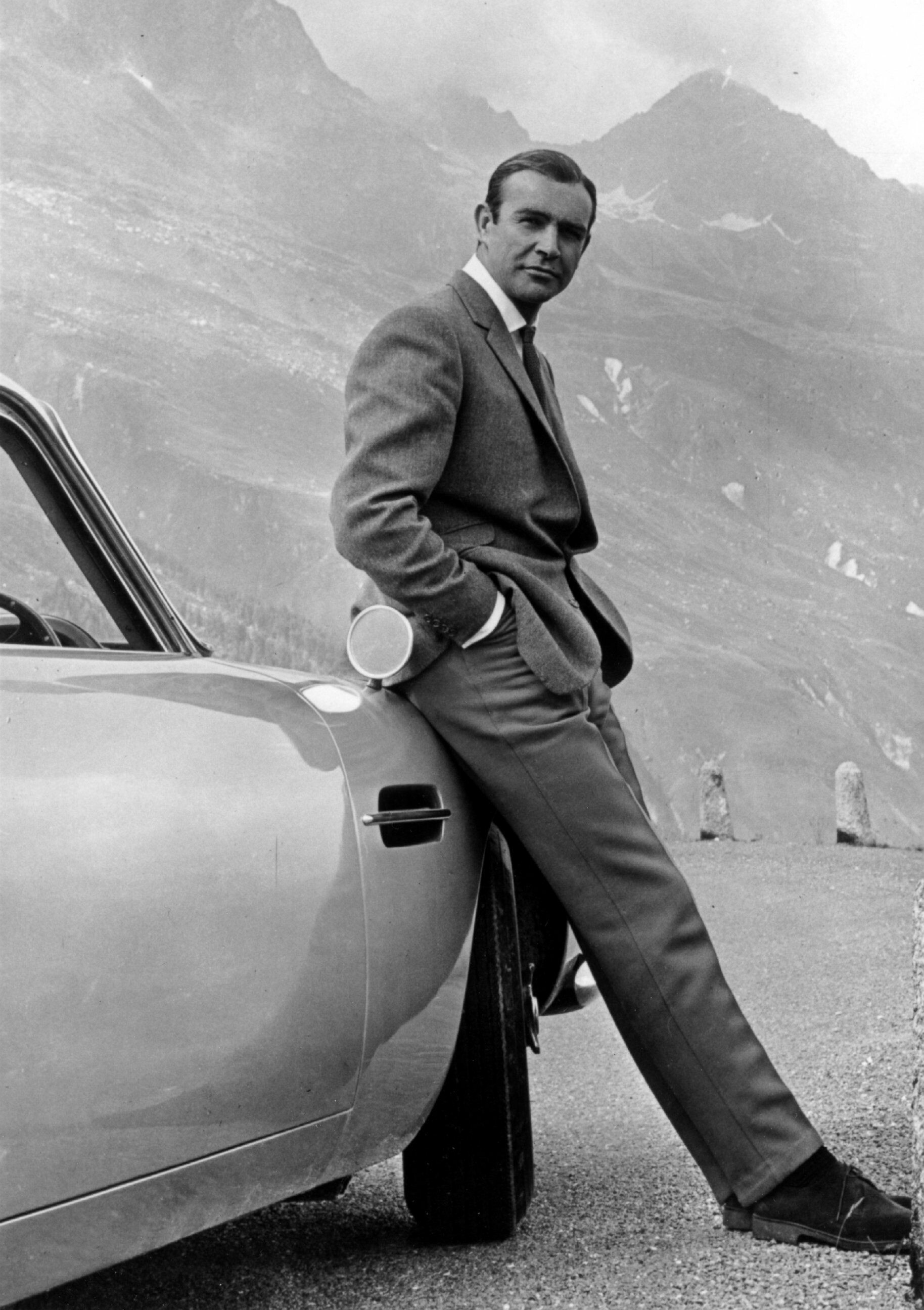 James Bond: Sean Connery, Aston Martin DB5, Monochrome. 1830x2600 HD Background.