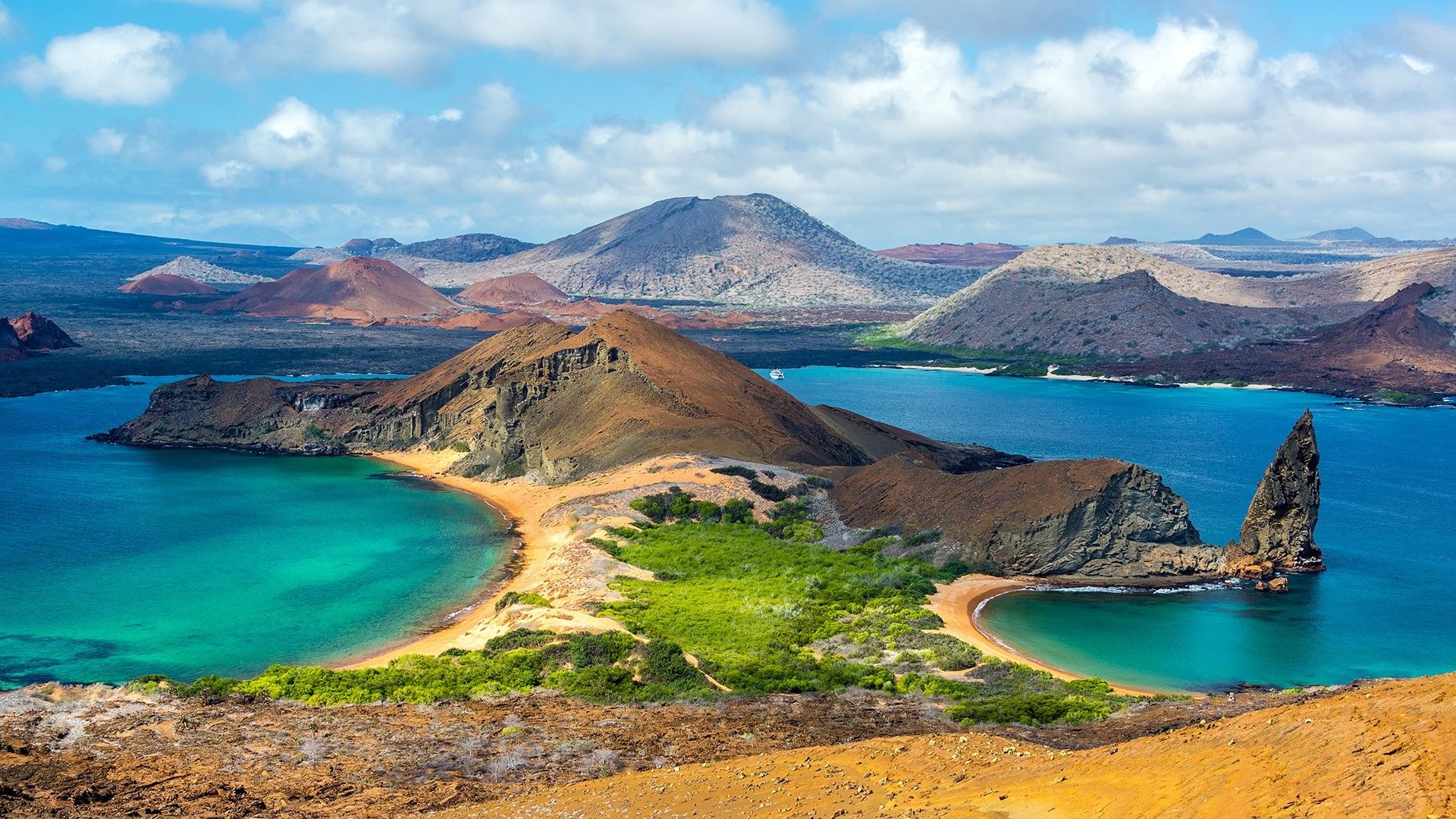 Ecuador: Bartolome Island, one of the "younger" islands in the Galapagos archipelago. 1920x1080 Full HD Wallpaper.