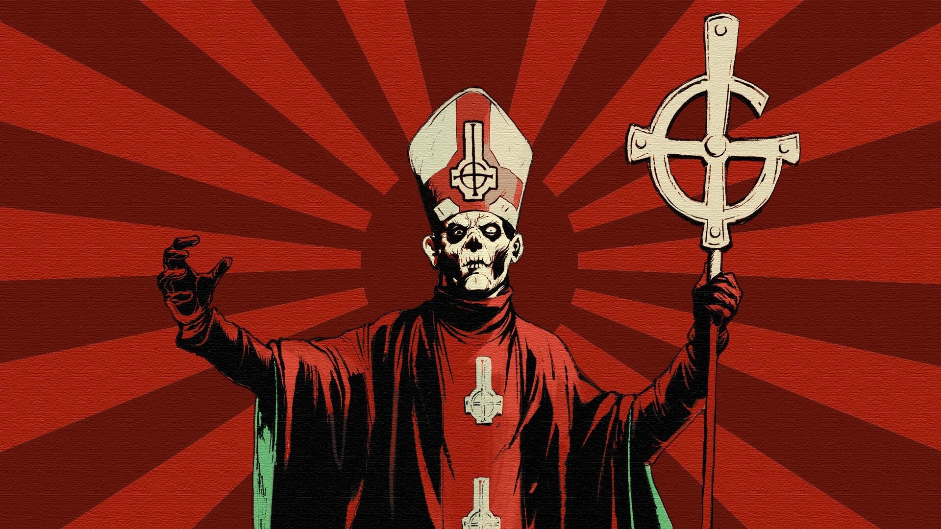 Ghost (Band): The most distinguishable member is the vocalist, currently Papa Emeritus IV. 1920x1080 Full HD Background.