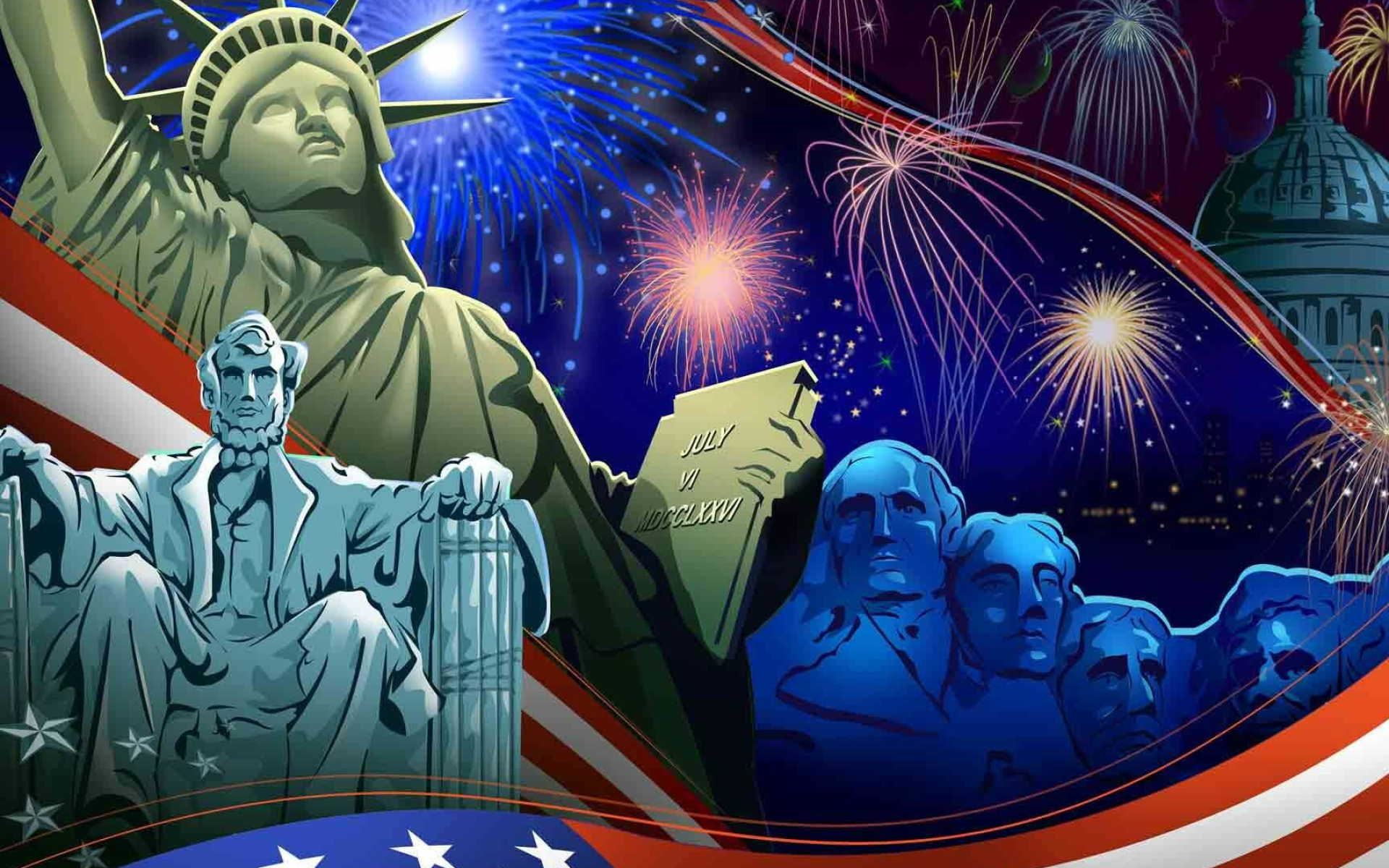 Independence Day (USA): Statue of Liberty, Historic date, July 4th. 1920x1200 HD Background.