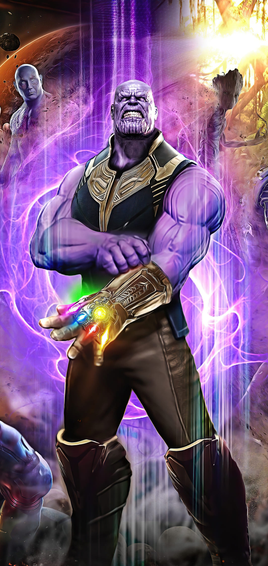 Thanos, HD wallpapers, Purple devastation, Marvel comics, 1080x2280 HD Handy