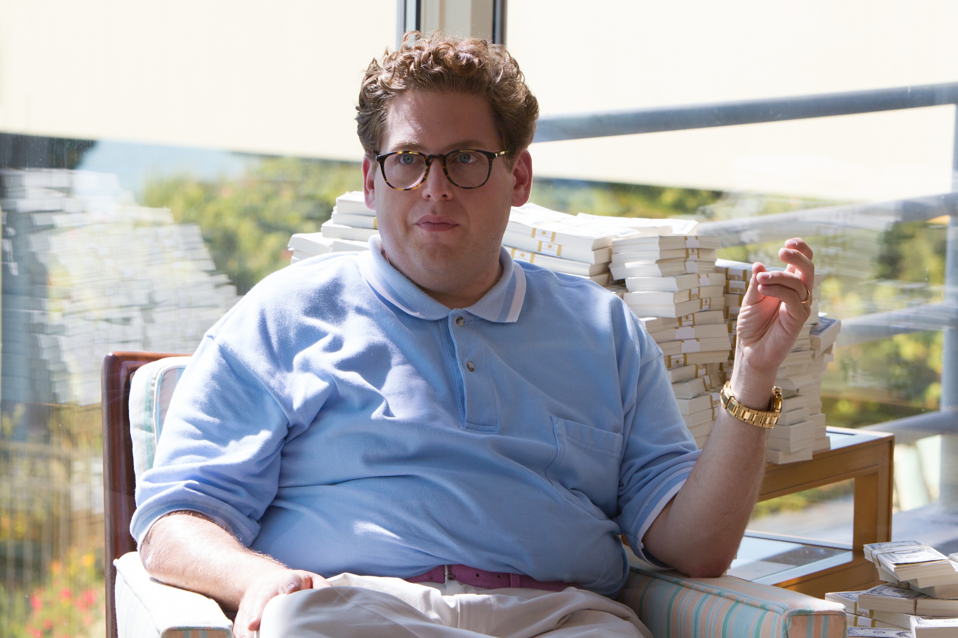 The Wolf of Wall Street: Jonah Hill as Donnie Azoff, An American businessman and former stockbroker. 3080x2050 HD Background.