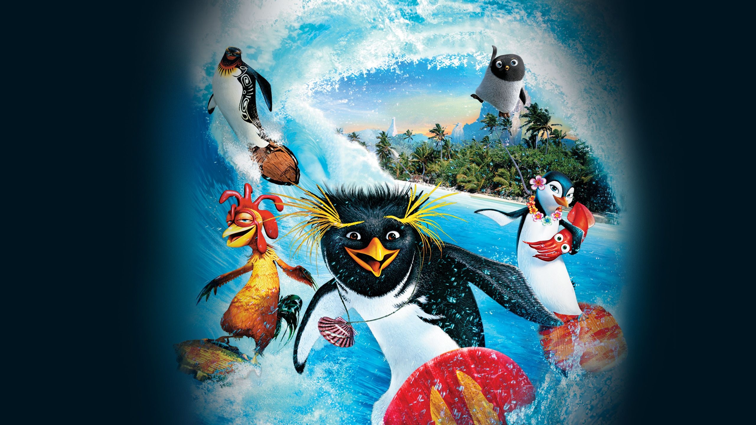 Surf's Up Animation, Movies Anywhere, Surfer Penguins, 2560x1440 HD Desktop