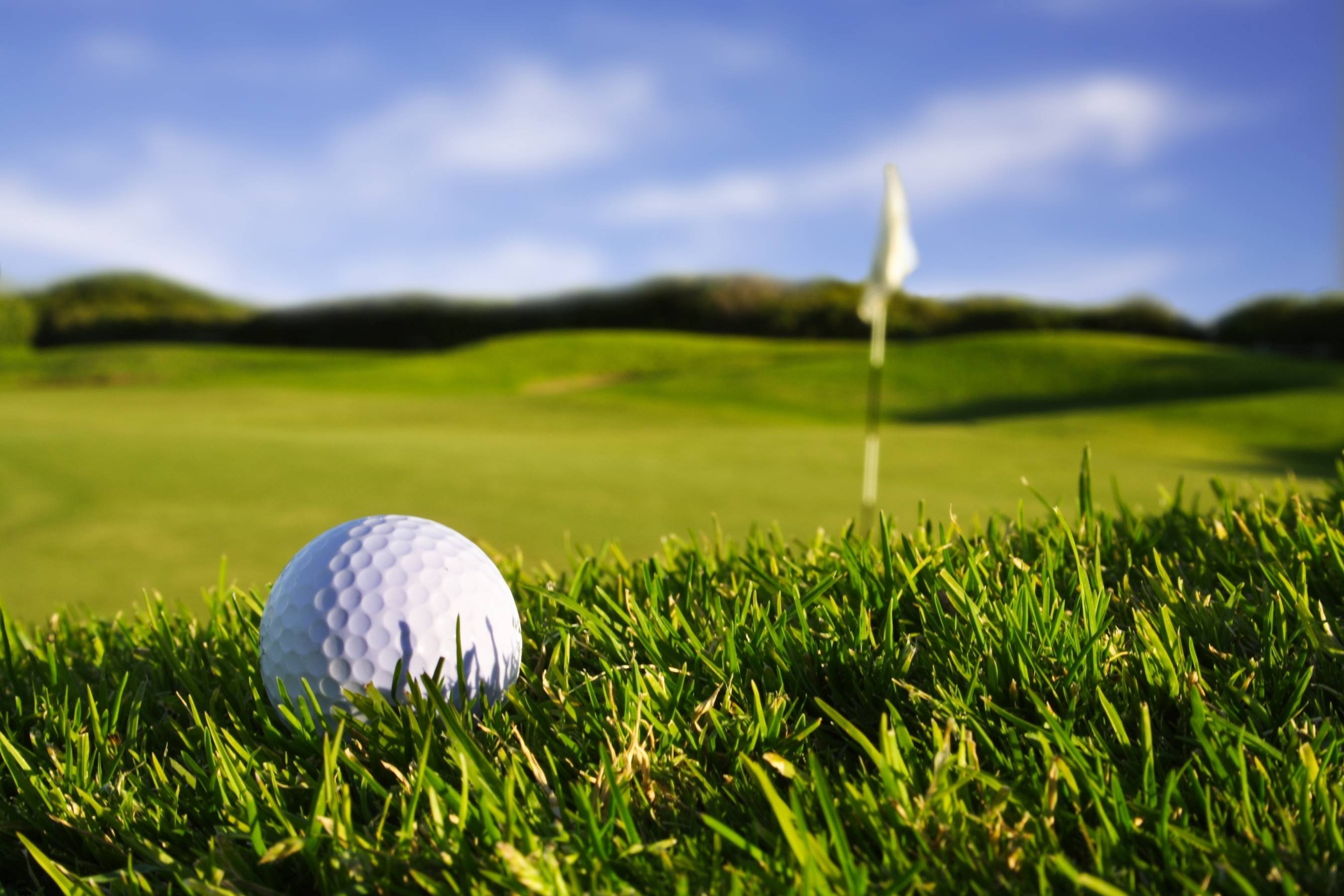 Golf Course: A club-and-ball sport in which players use various clubs to hit balls into a series of holes. 2700x1800 HD Background.