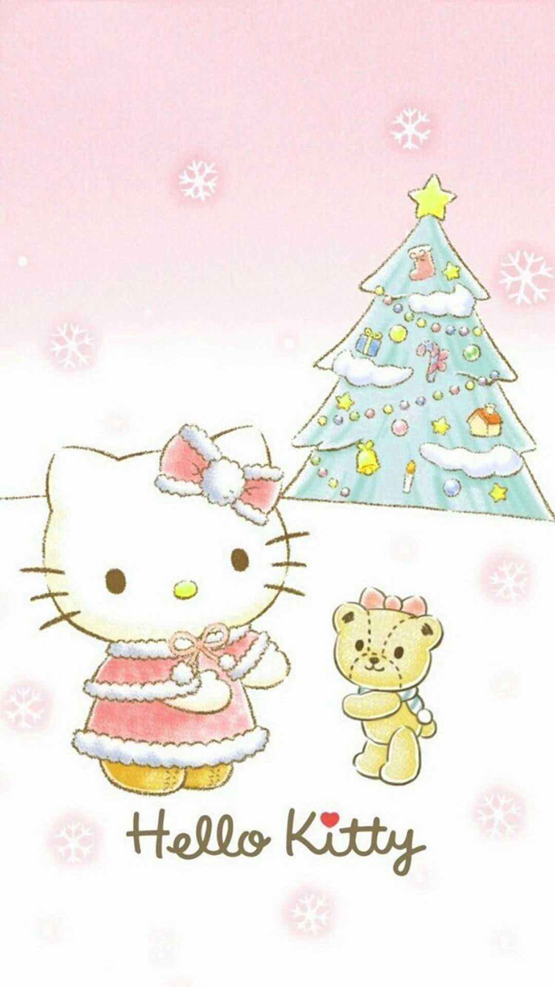 Hello Kitty Christmas, HD wallpaper, Festive kitty, Holiday joy, 1080x1920 Full HD Phone