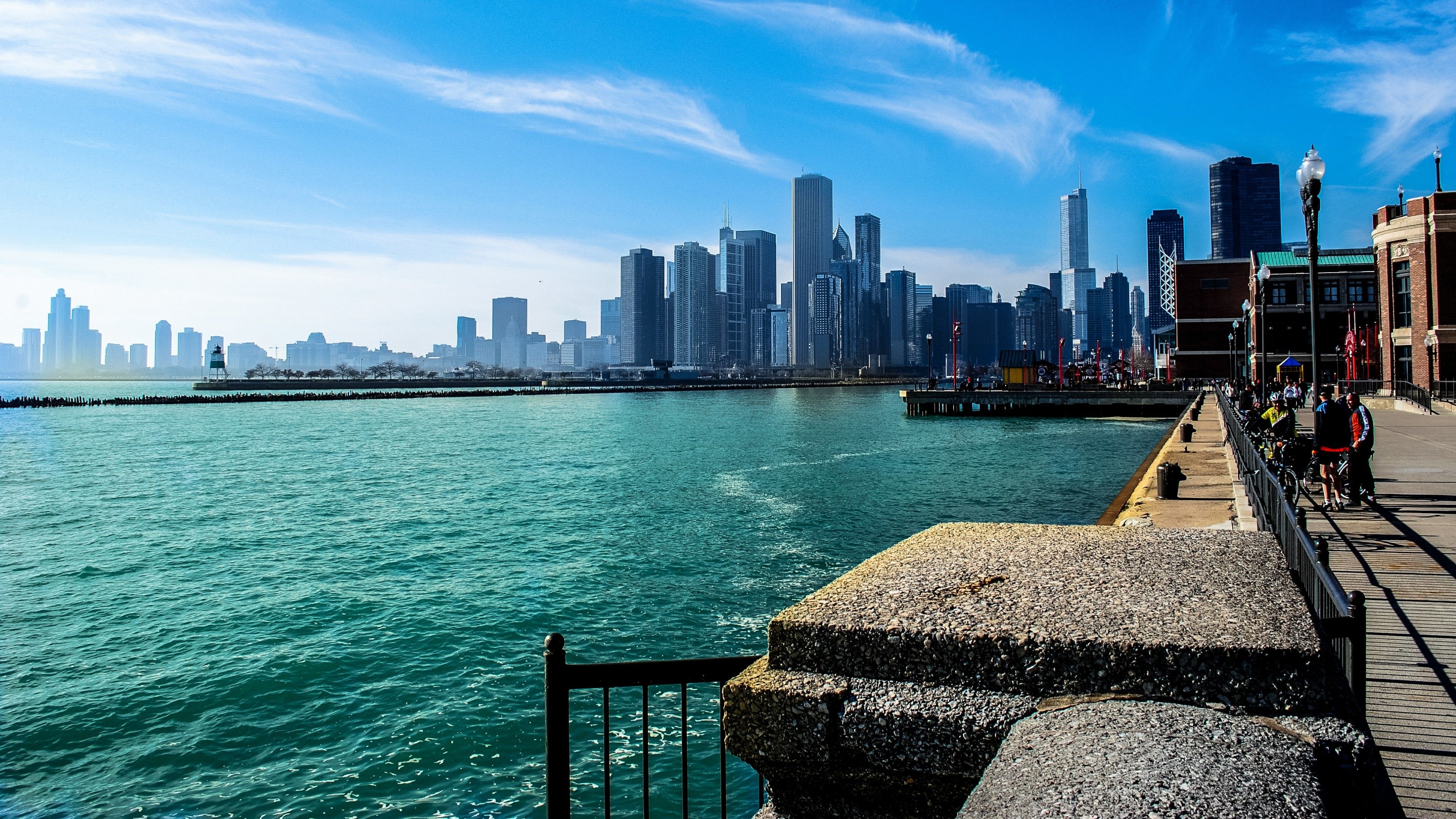 Chicago skyline, Lake wallpapers, Free backgrounds, 3840x2160 4K Desktop
