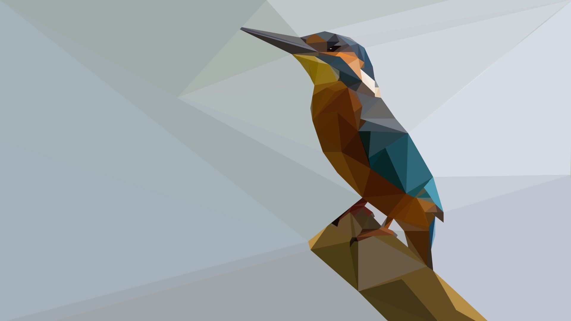 Abstract facets bird, Kingfisher art, Geometric wallpaper, Desktop wallpaper, 1920x1080 Full HD Desktop