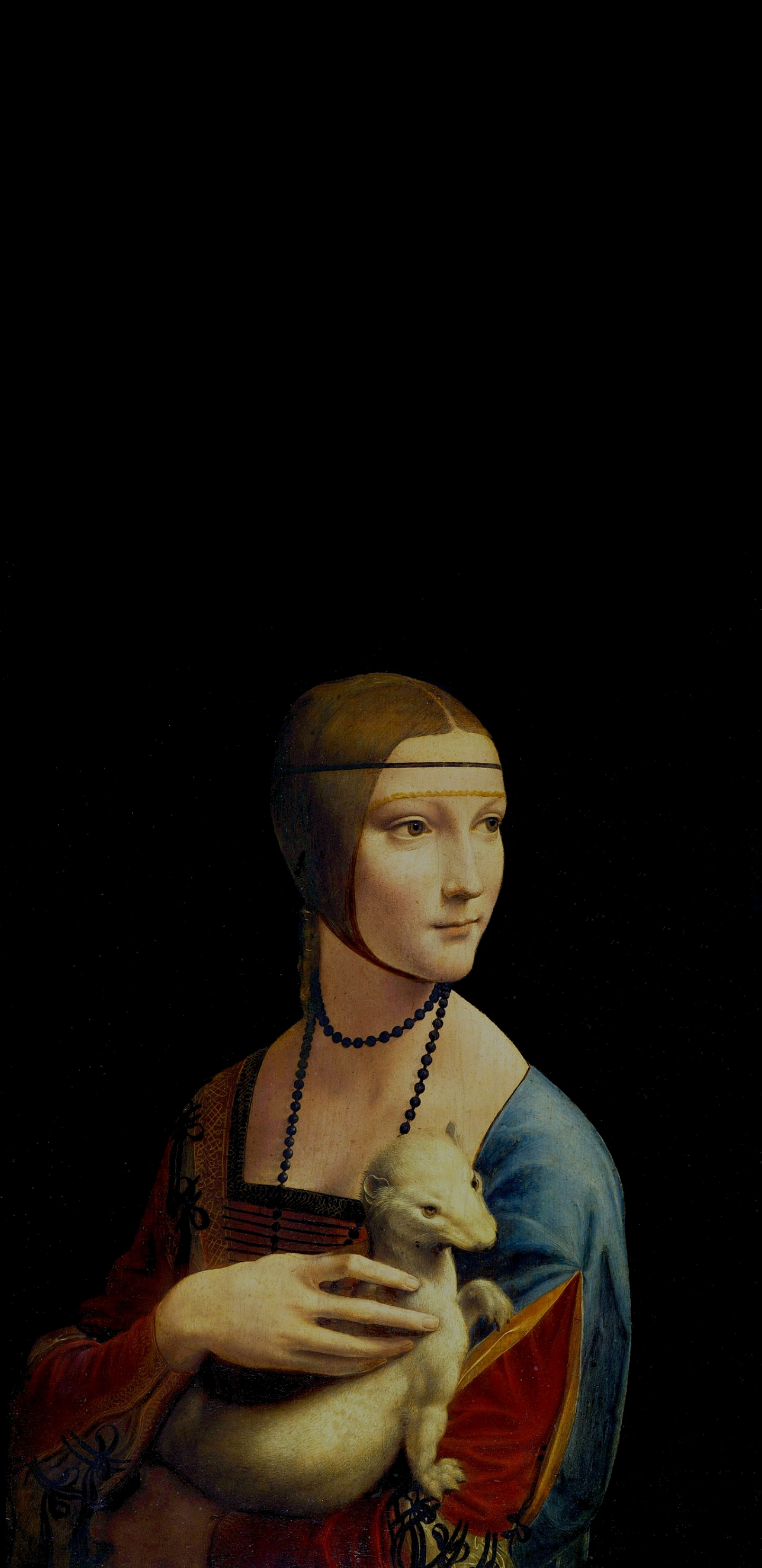 Lady with an Ermine, Leonardo da Vinci Wallpaper, 1440x2960 HD Handy