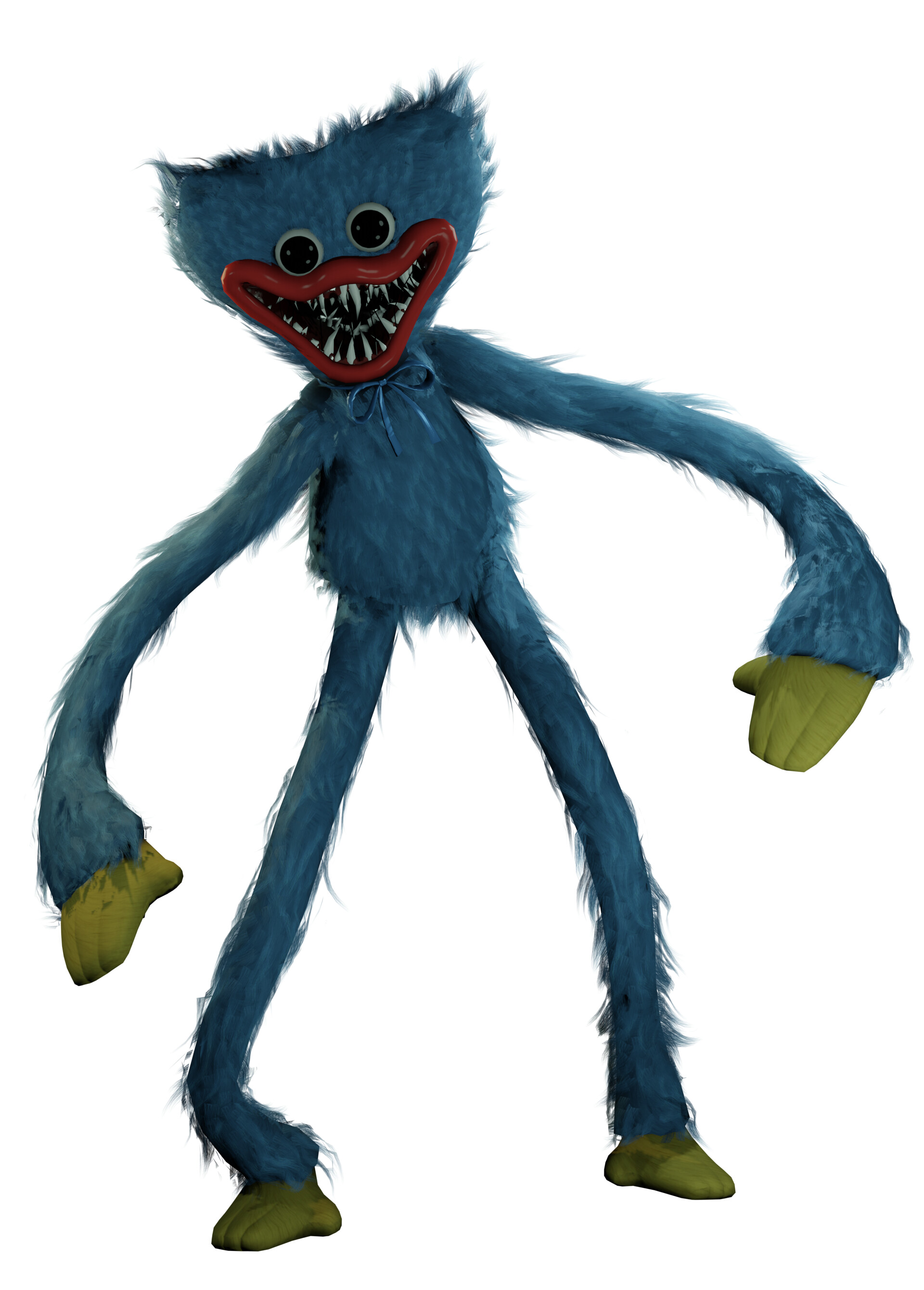 Huggy Wuggy: Blue fur and many razor-sharp teeth, Yellow hands, Red lips, Eyes that resemble googly eyes. 1920x2680 HD Wallpaper.