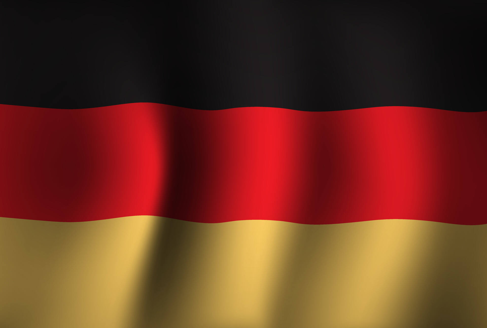 Flag of Germany: The European country that borders Denmark, Poland, Czech Republic, Austria, Switzerland, France, Luxembourg, Belgium, and the Netherlands. 1920x1300 HD Background.