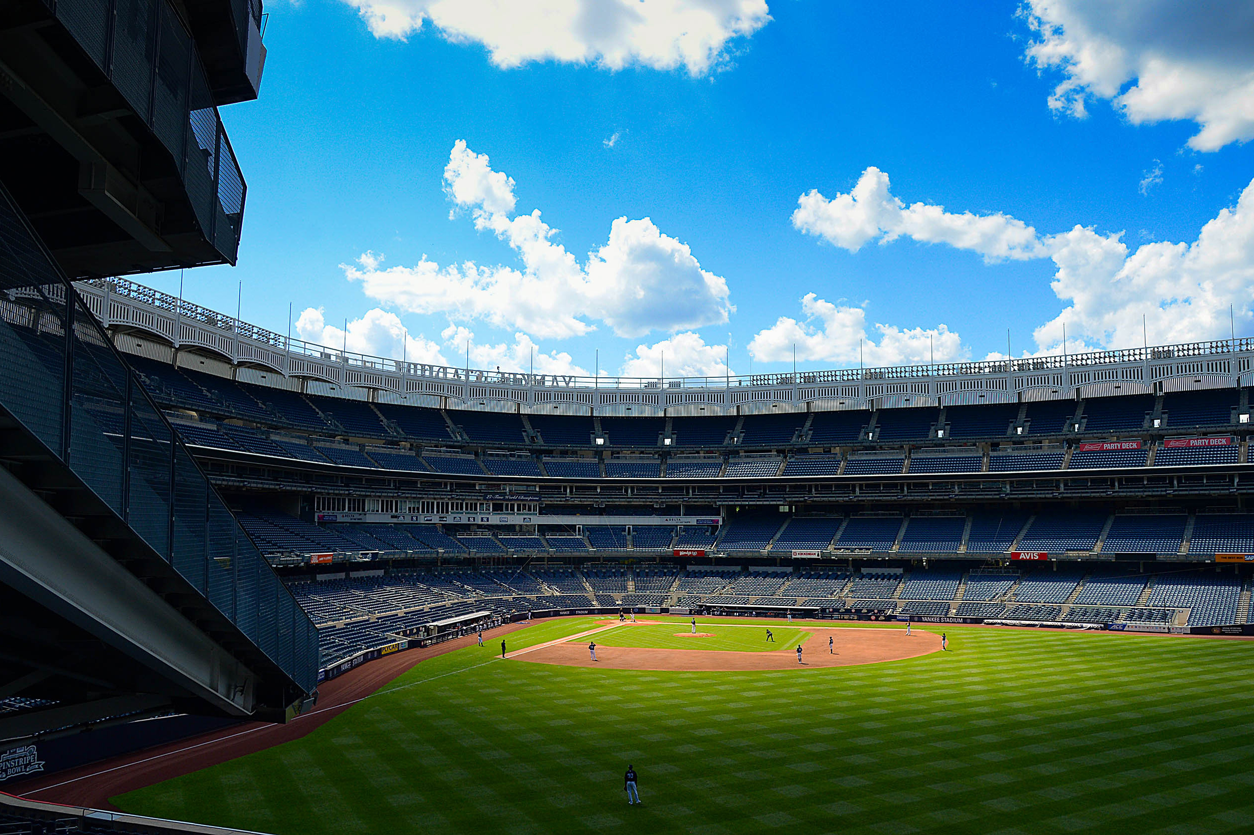 Empty Yankee Stadium, Pandemic baseball, Fan-less game day, Quiet sports venue, NY Yankees field, 2520x1680 HD Desktop