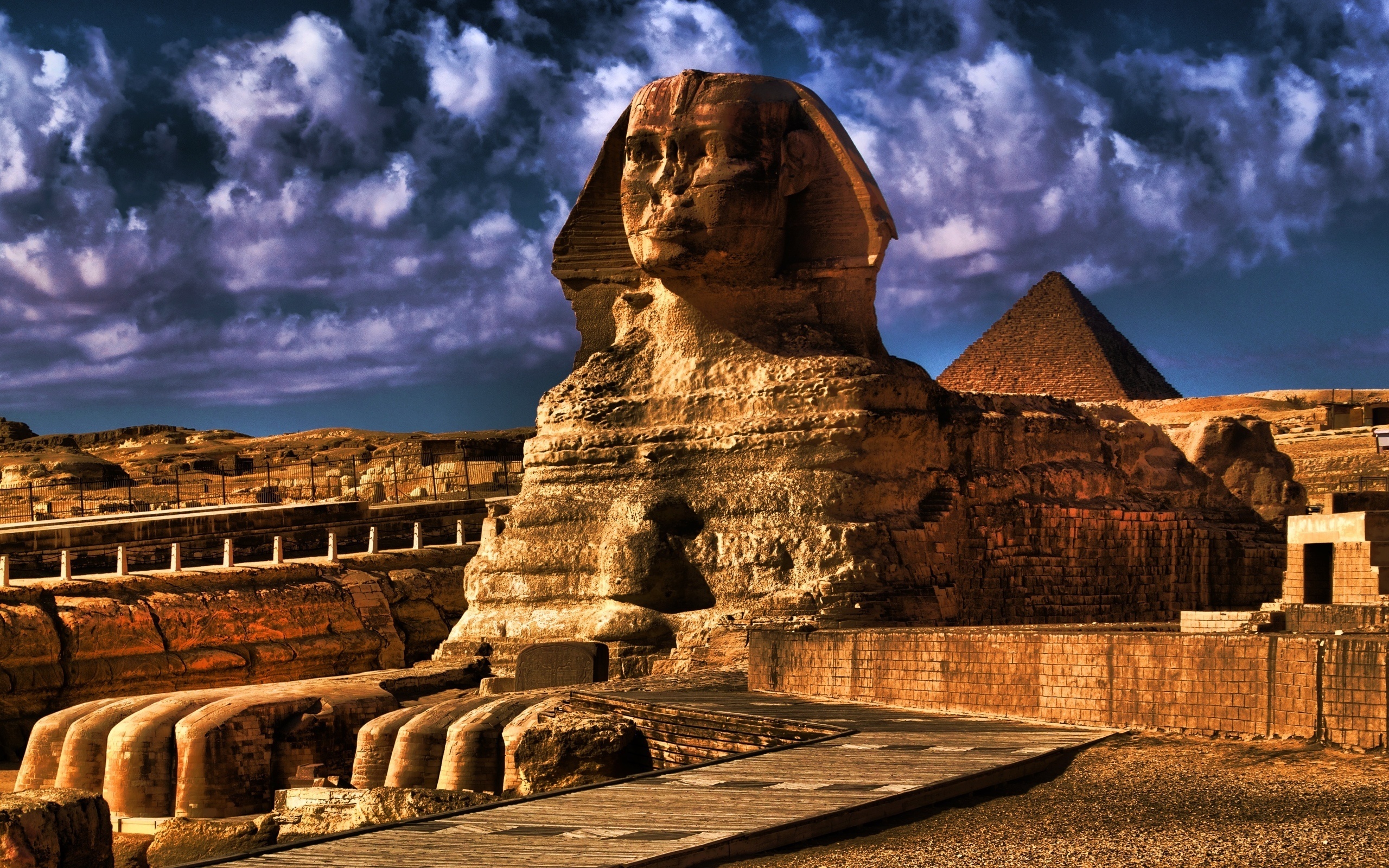 Egyptian Landmarks, Giza Sand Dunes, HDR Wallpaper, Great Sphinx, 2560x1600 HD Desktop