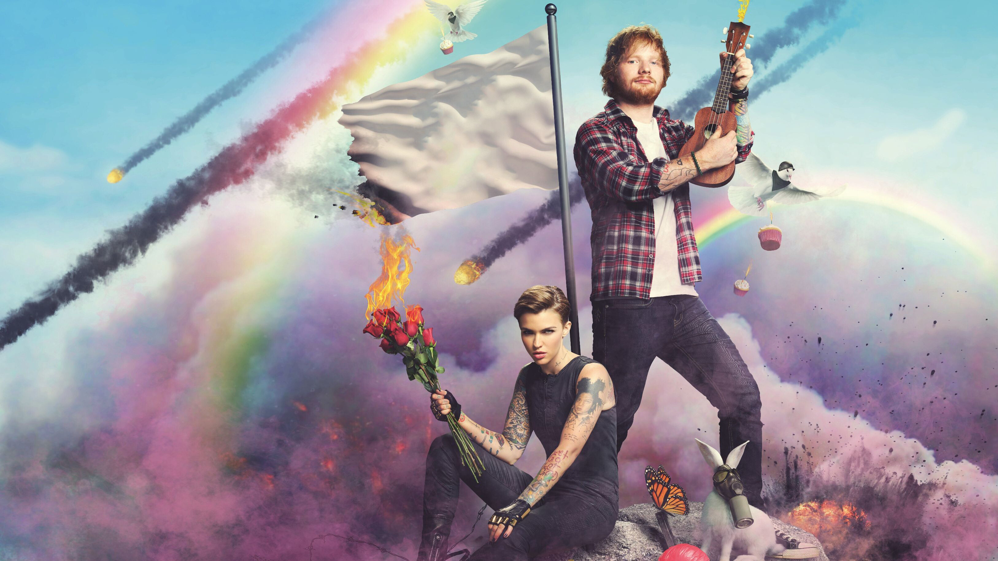 Ed Sheeran: Ruby Rose, "Give Me Love" was released on 21 November 2012. 3260x1830 HD Background.