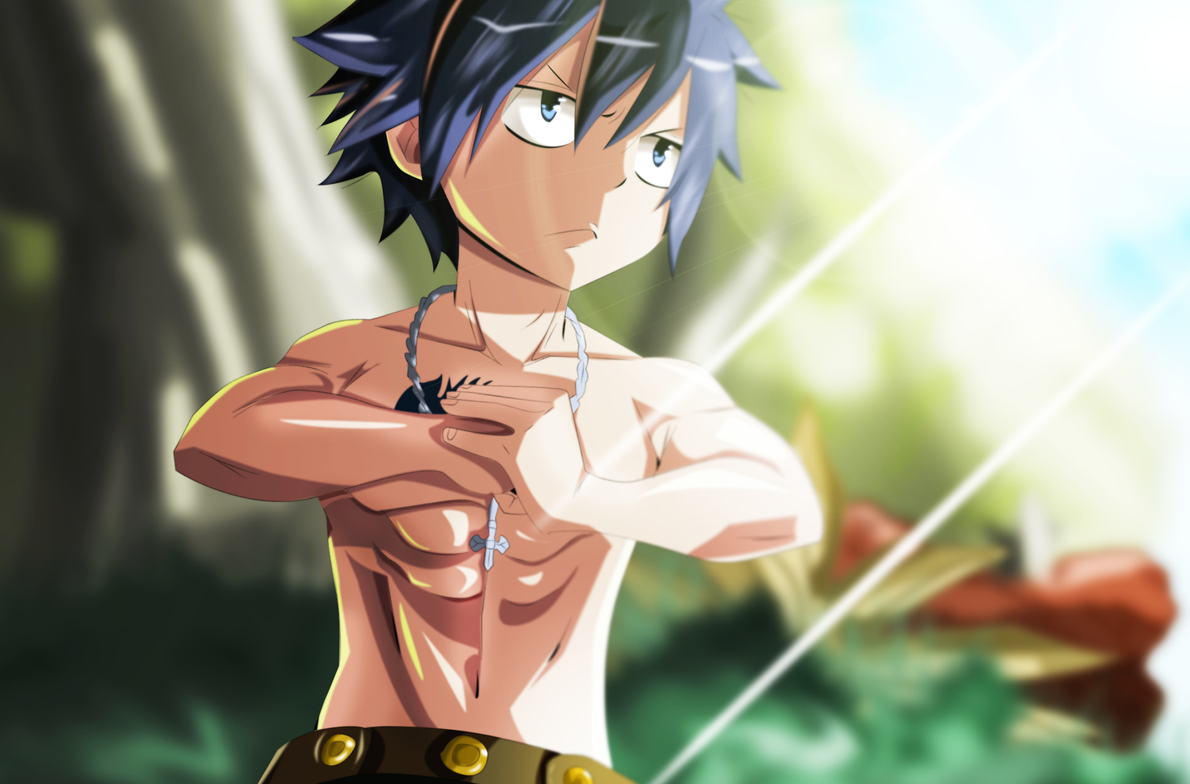 Gray Fullbuster: An eighteen-year-old ice wizard, An Ice-Make Mage, A member of the Fairy Tail Guild. 2400x1590 HD Background.