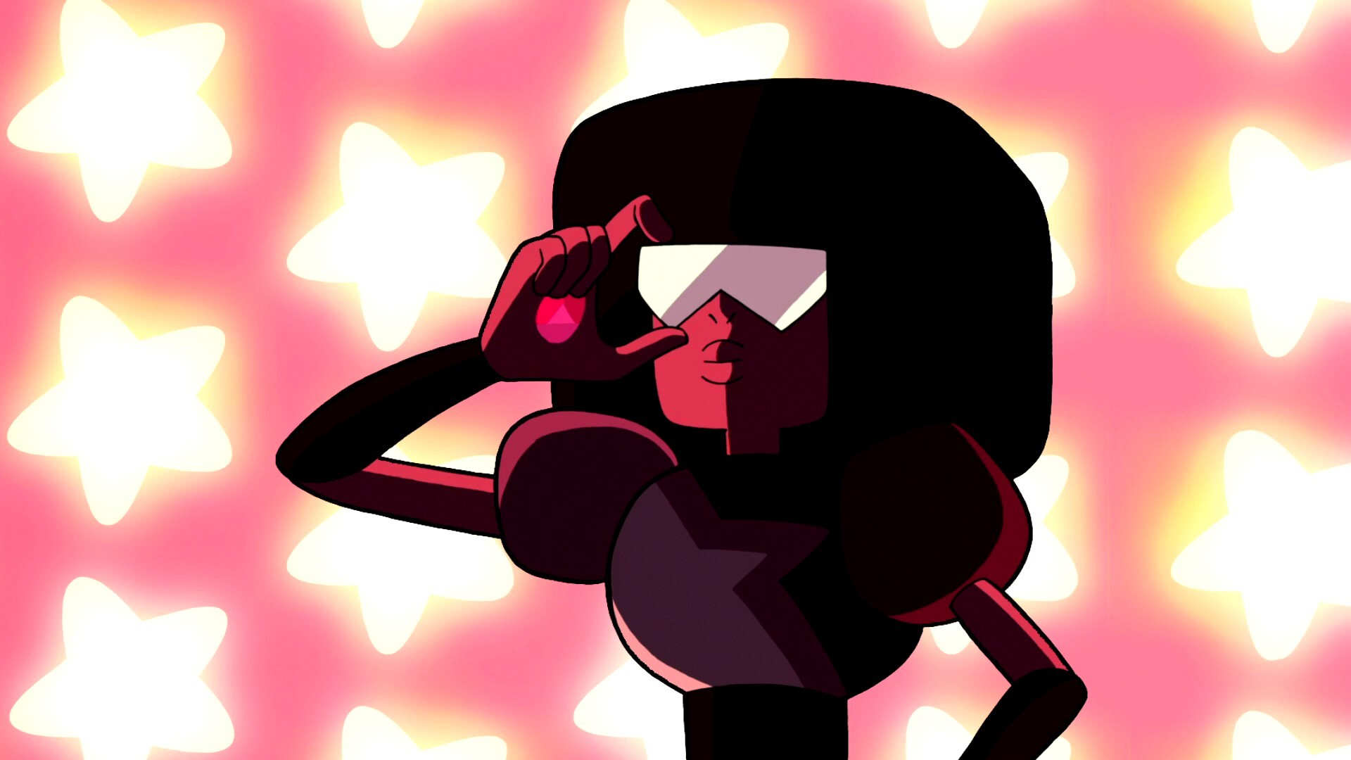 Garnet (Steven Universe): Stoic and unfeeling but pragmatic and capable character, A fictional alien. 1920x1080 Full HD Background.
