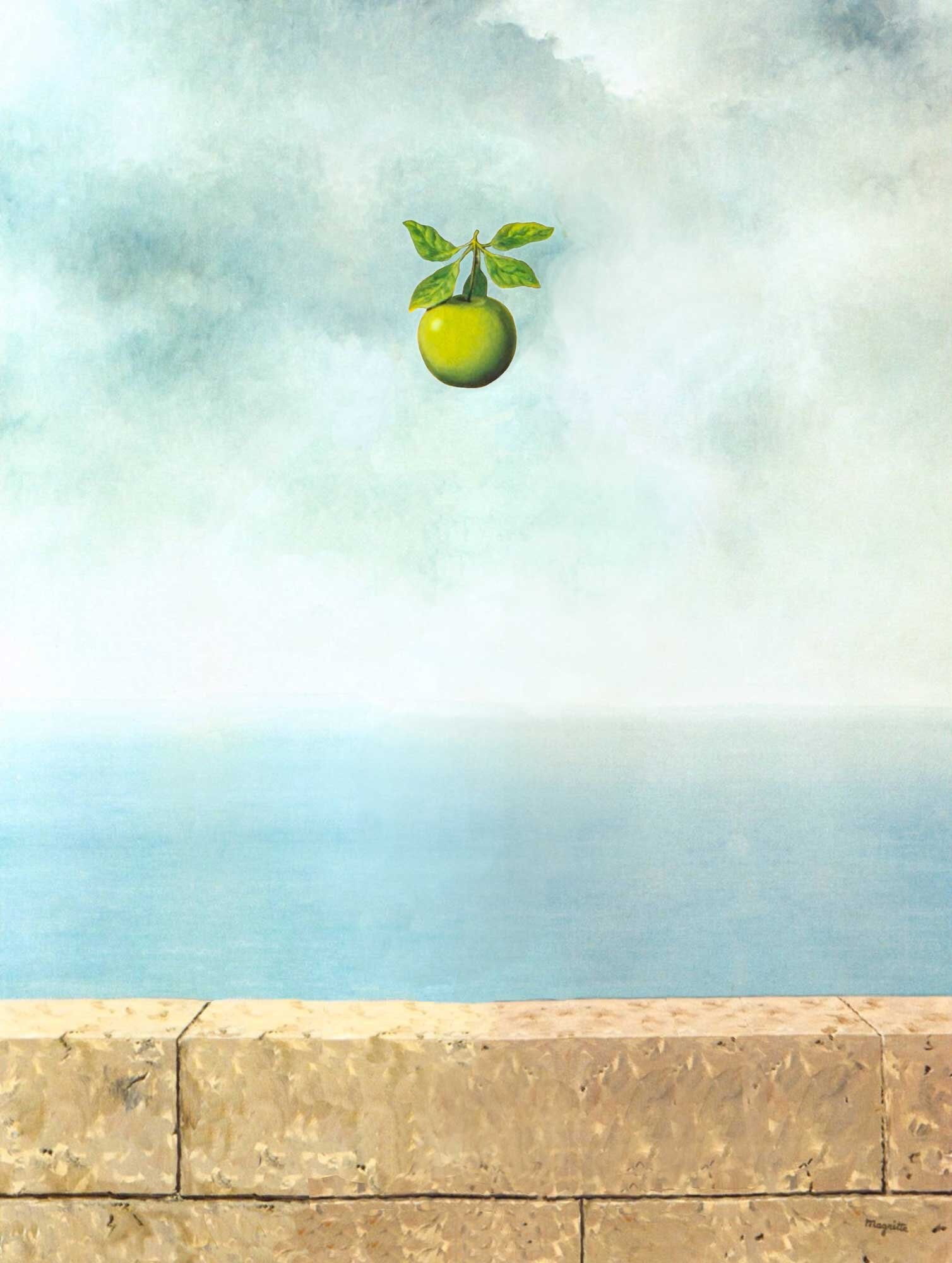 The Apple by Ren Magritte, Symbolic representation, Surrealistic painting, Thought-provoking imagery, 1510x2000 HD Handy