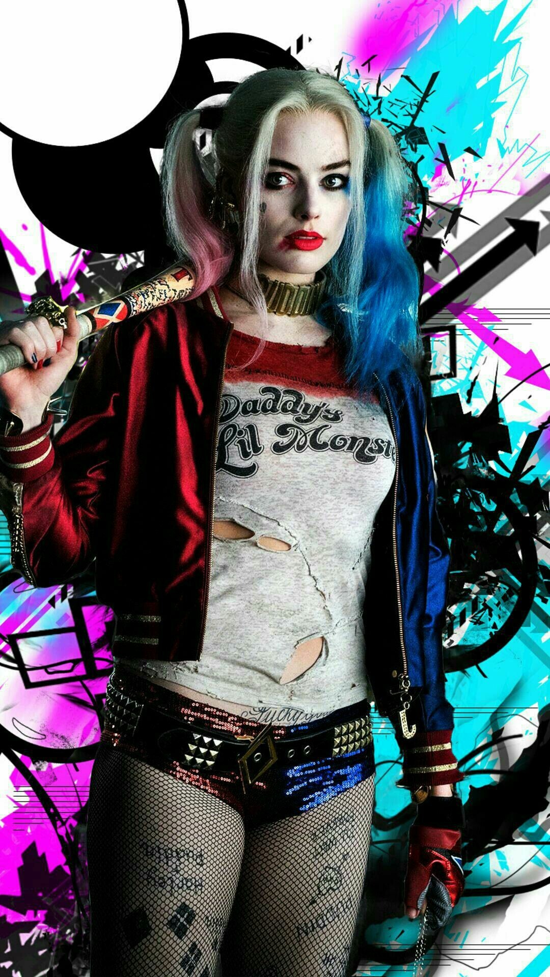 Suicide Squad: One of the Squad's most manipulative members, Harleen Quinzel. 1080x1920 Full HD Background.