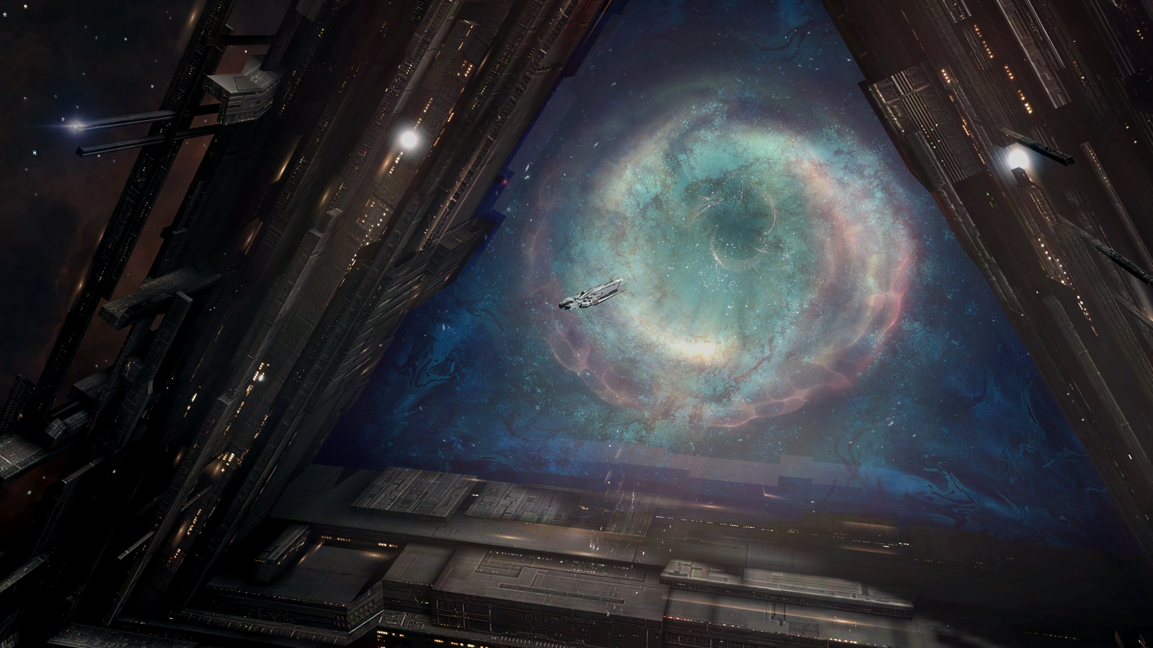 Infinite Lagrange: Galaxy gate, Stars, Spaceship, Space simulation. 3840x2160 4K Wallpaper.