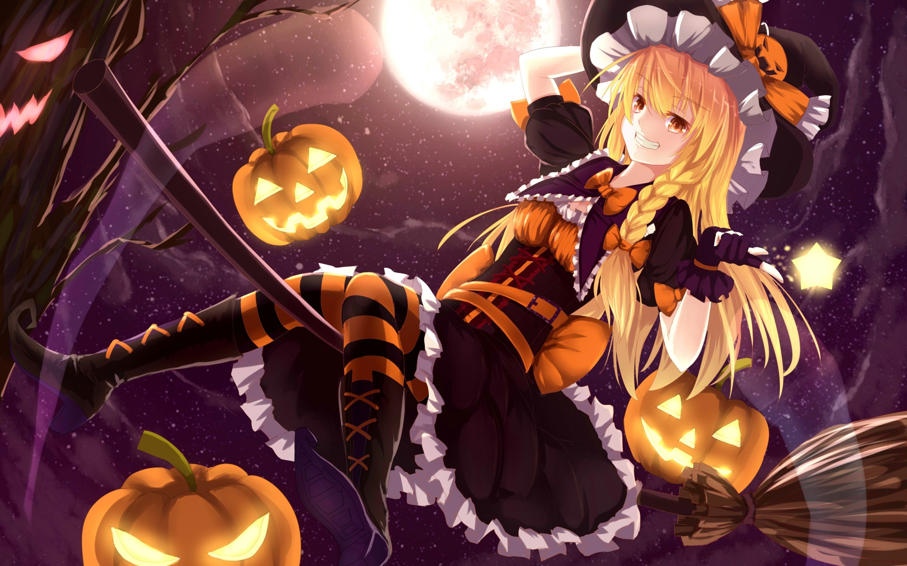 Halloween Anime, Halloween illustration, Touhou mythology, 2880x1800 HD Desktop