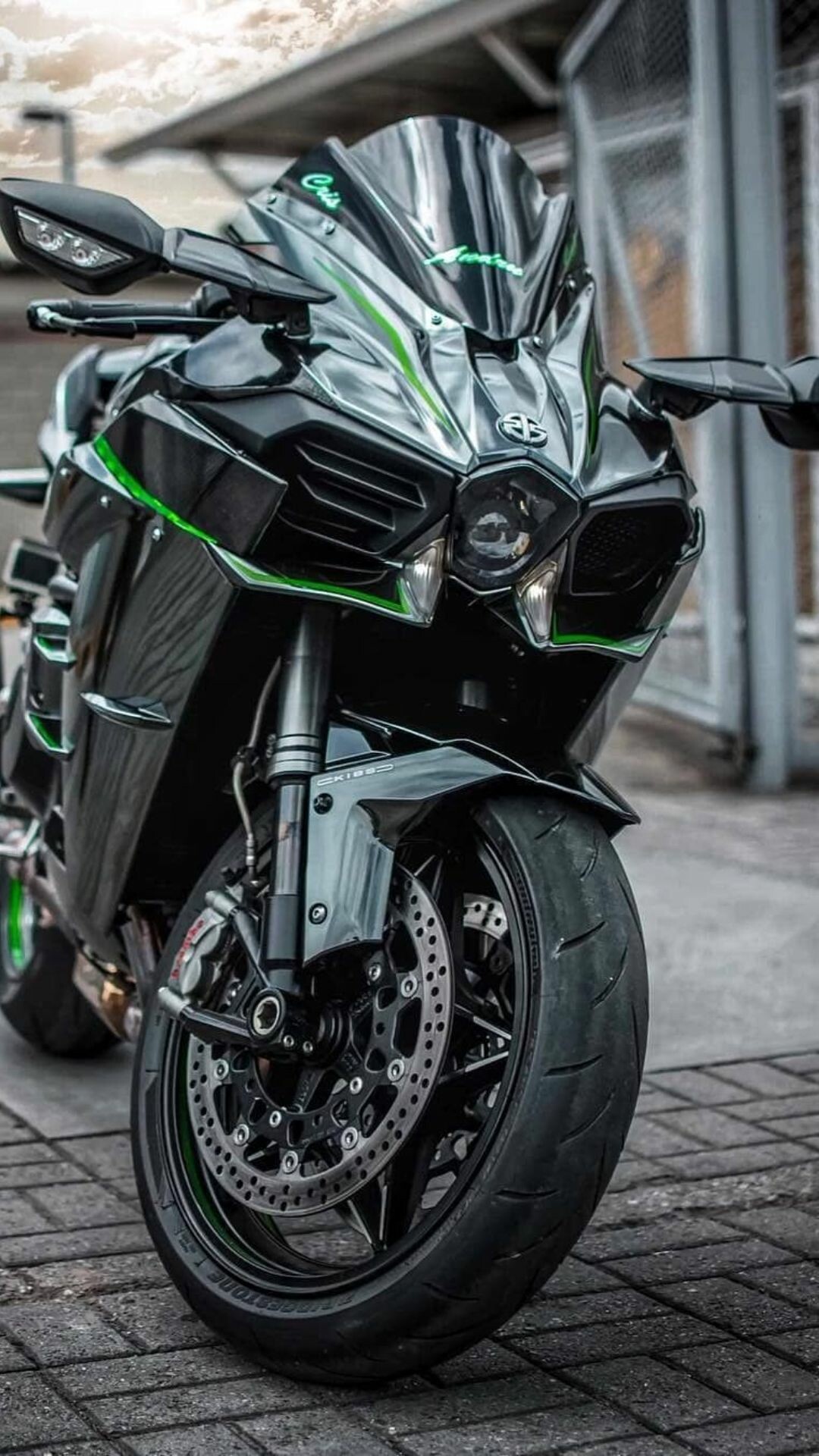 Kawasaki: Ninja H2, A supercharged supersport-class motorcycle in the Ninja series. 1080x1920 Full HD Wallpaper.