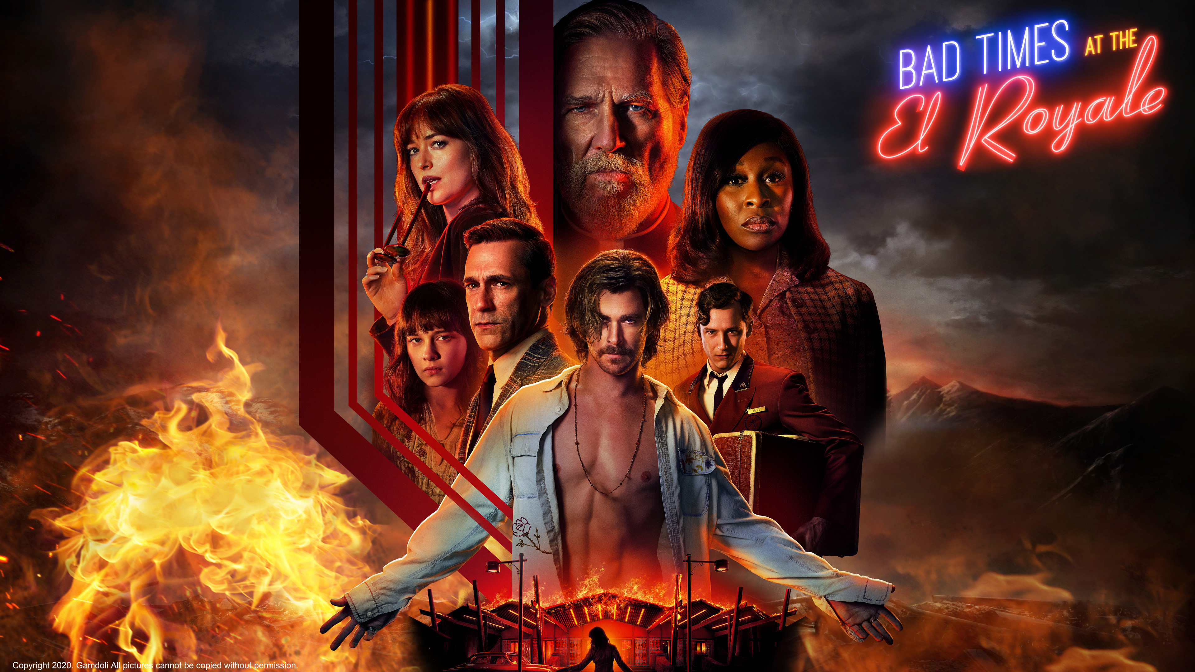 Bad Times at the El Royale, Thrilling movie, Heart-pounding, Acute suspense, 3840x2160 4K Desktop
