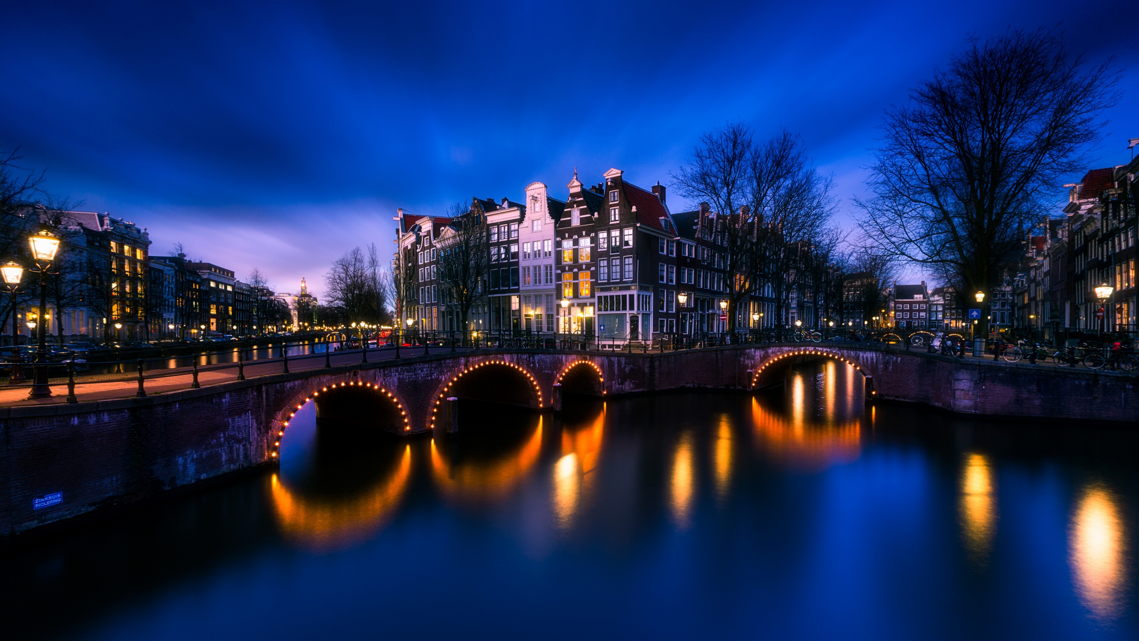 Amsterdam Skyline, Travels, Cityscape, Night time, 3840x2160 4K Desktop
